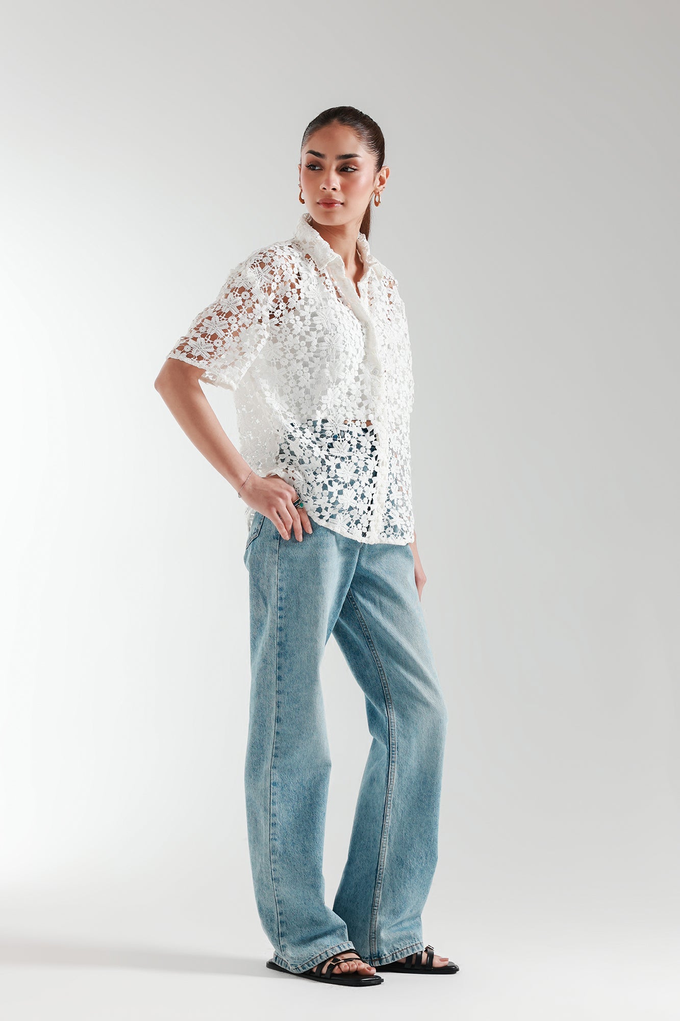 BUTTON DOWN NET TOP (E2433/108/001)