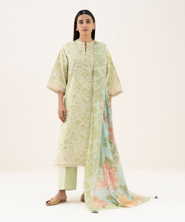3 Piece - Embroidered Zari Lawn Suit