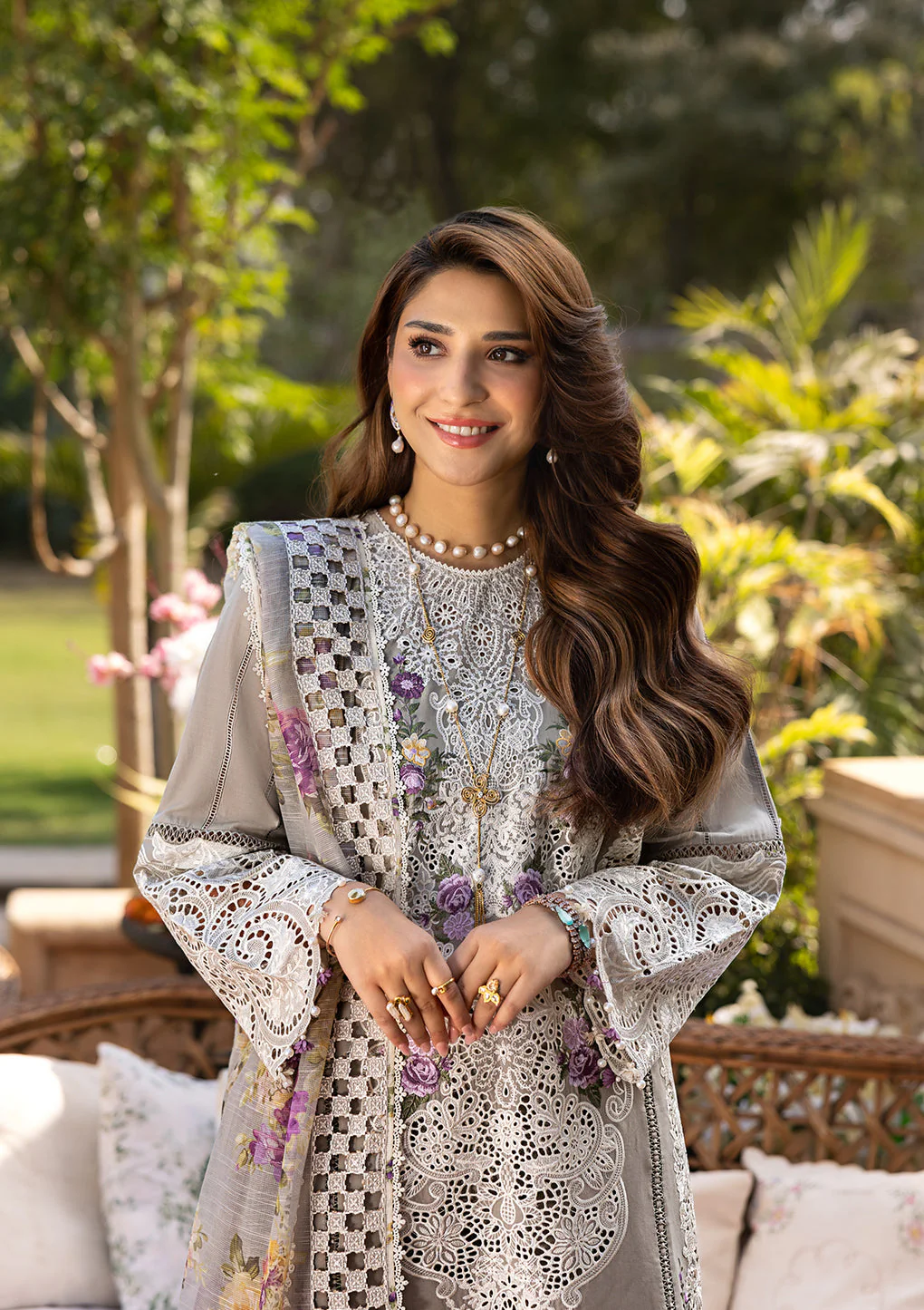 Elaf Premium Embroidered Luxury Lawn Unstitched 3Pc Suit ELM-05 RAMSHA