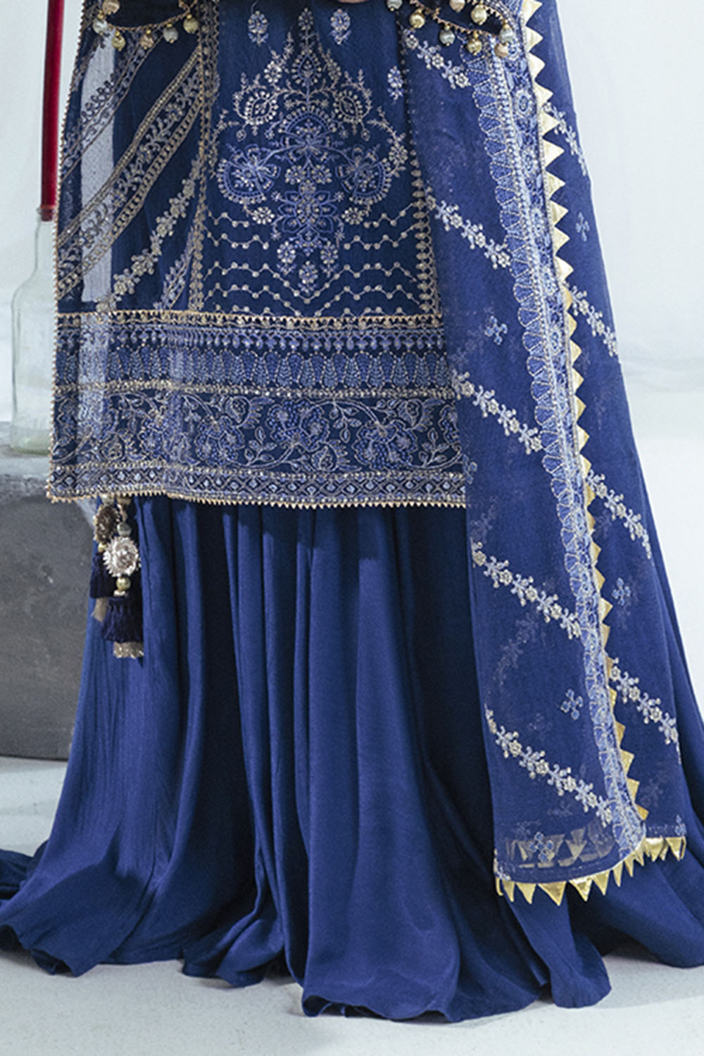 3 Piece Embroidered Cotton Net Suit with Raw Silk Trouser