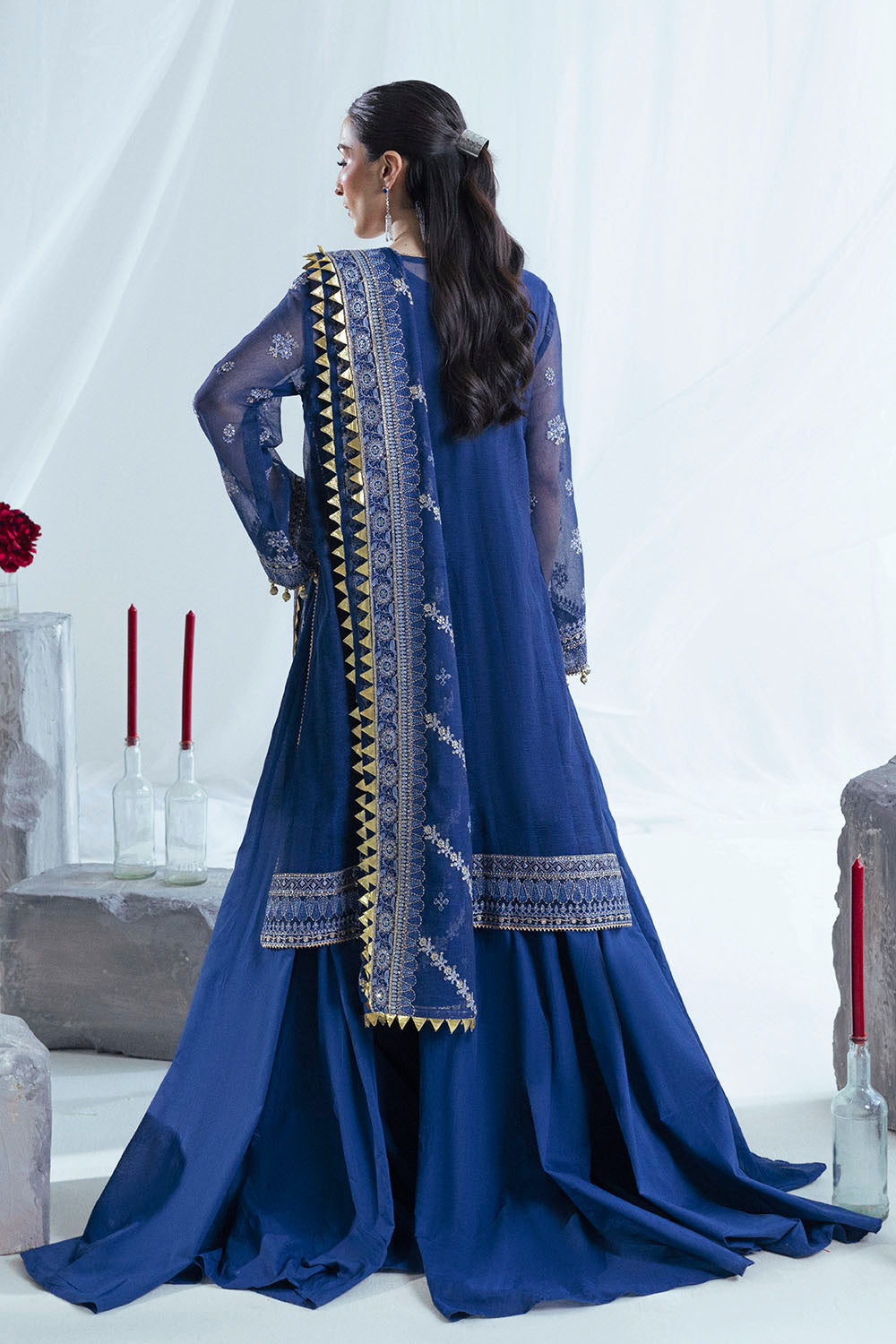 3 Piece Embroidered Cotton Net Suit with Raw Silk Trouser