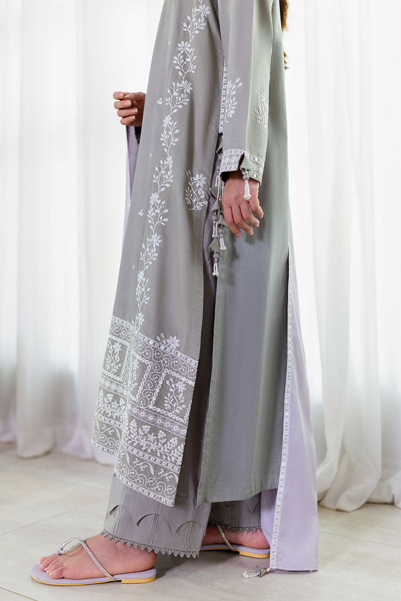 ETHEREAL VEIL-3PC SATIN EMBROIDERED SUIT