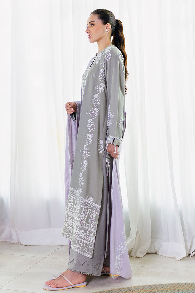 ETHEREAL VEIL-3PC SATIN EMBROIDERED SUIT