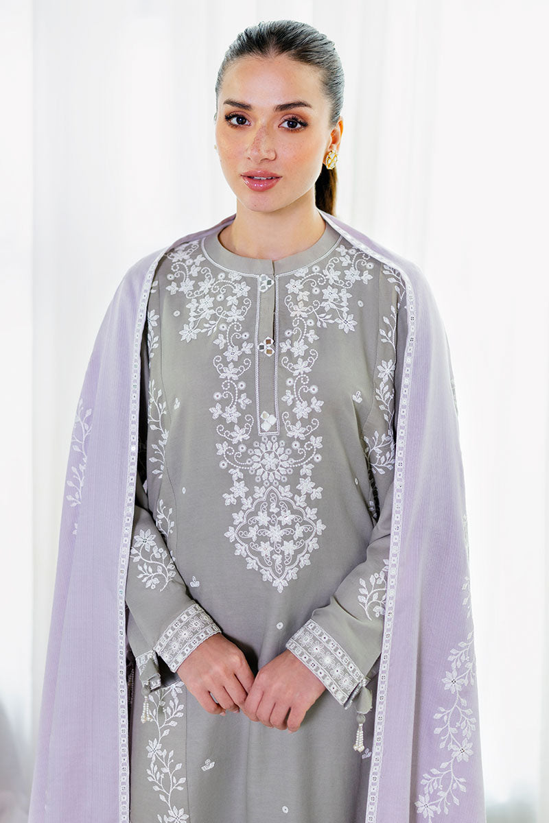 ETHEREAL VEIL-3PC SATIN EMBROIDERED SUIT