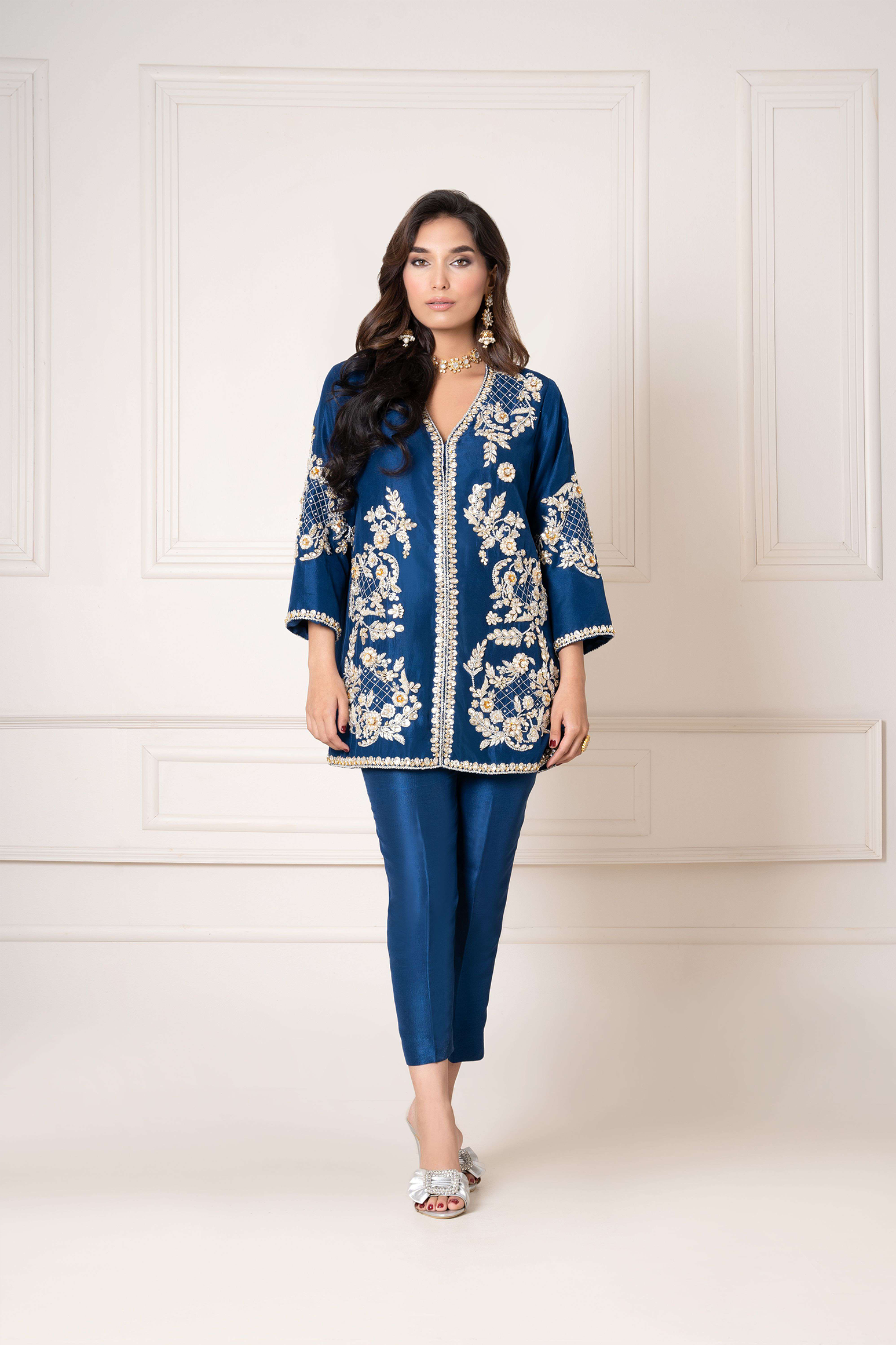 Embellished Jacket with Straight Trouser