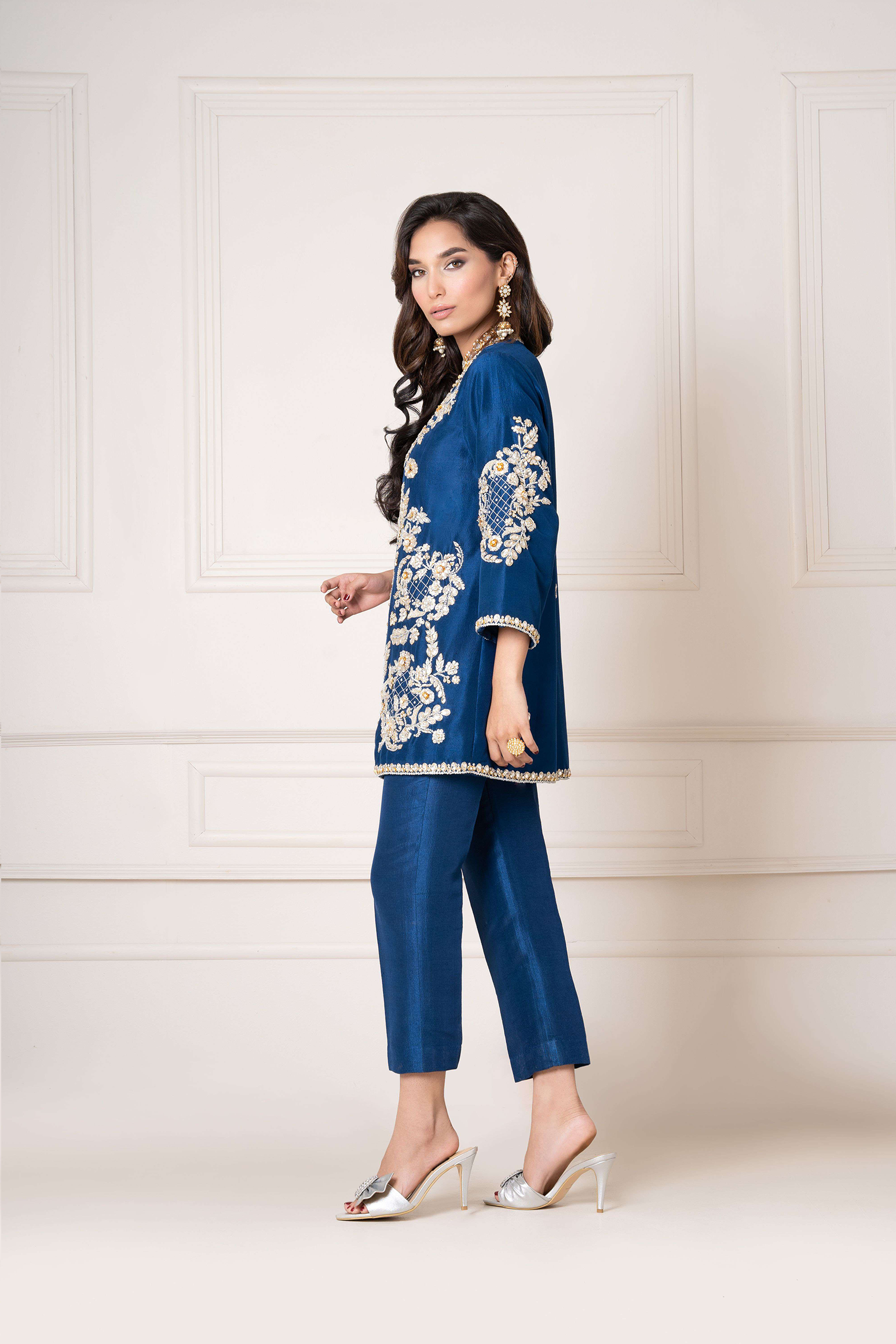 Embellished Jacket with Straight Trouser