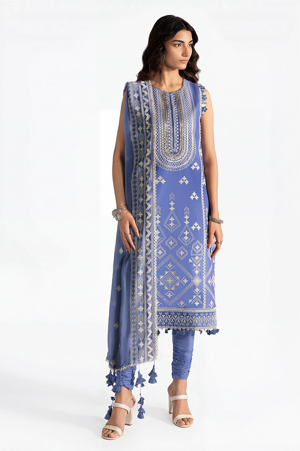3 Piece Embroidered Lawn Suit with Embroidered Chiffon Dupatta