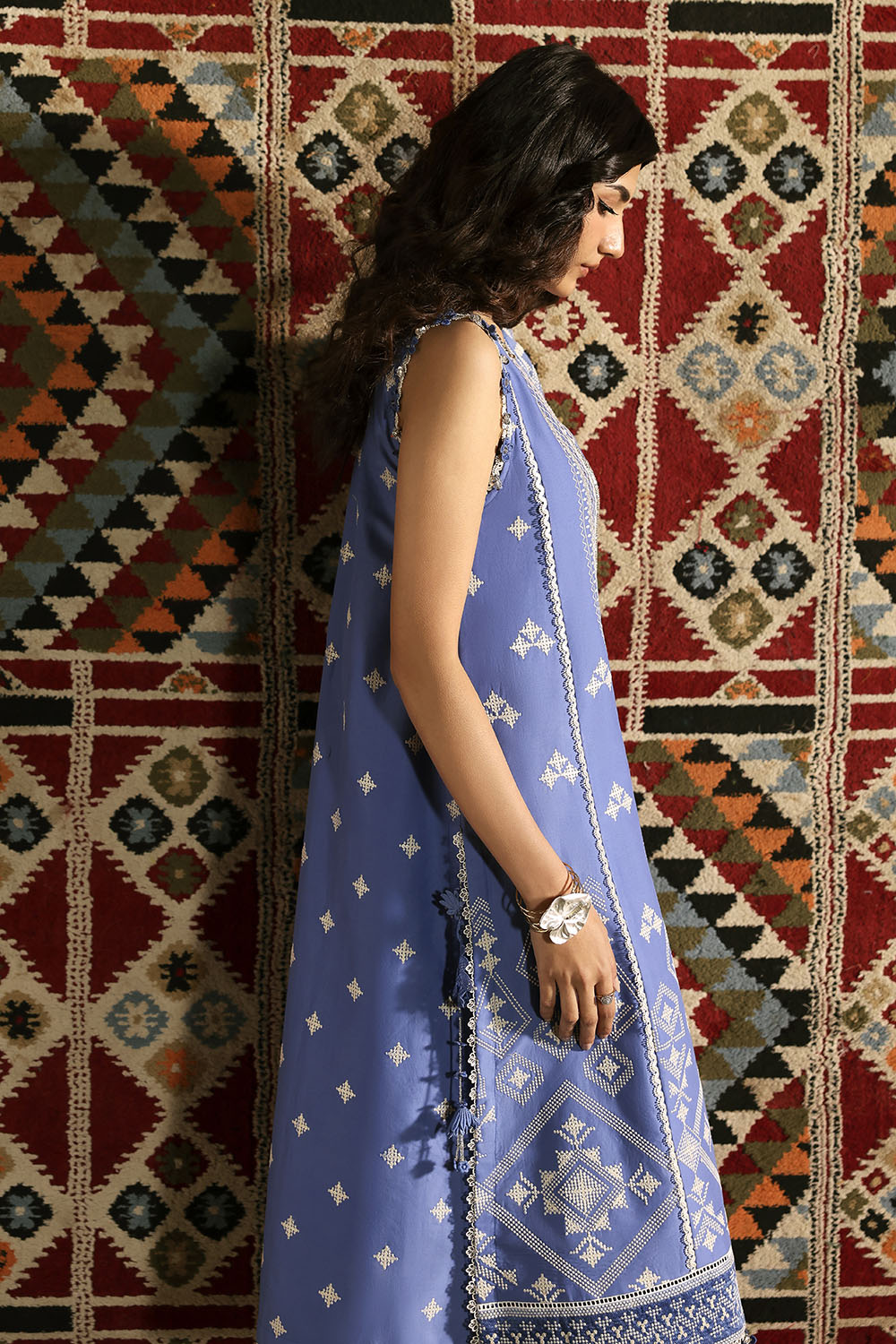 3 Piece Embroidered Lawn Suit with Embroidered Chiffon Dupatta