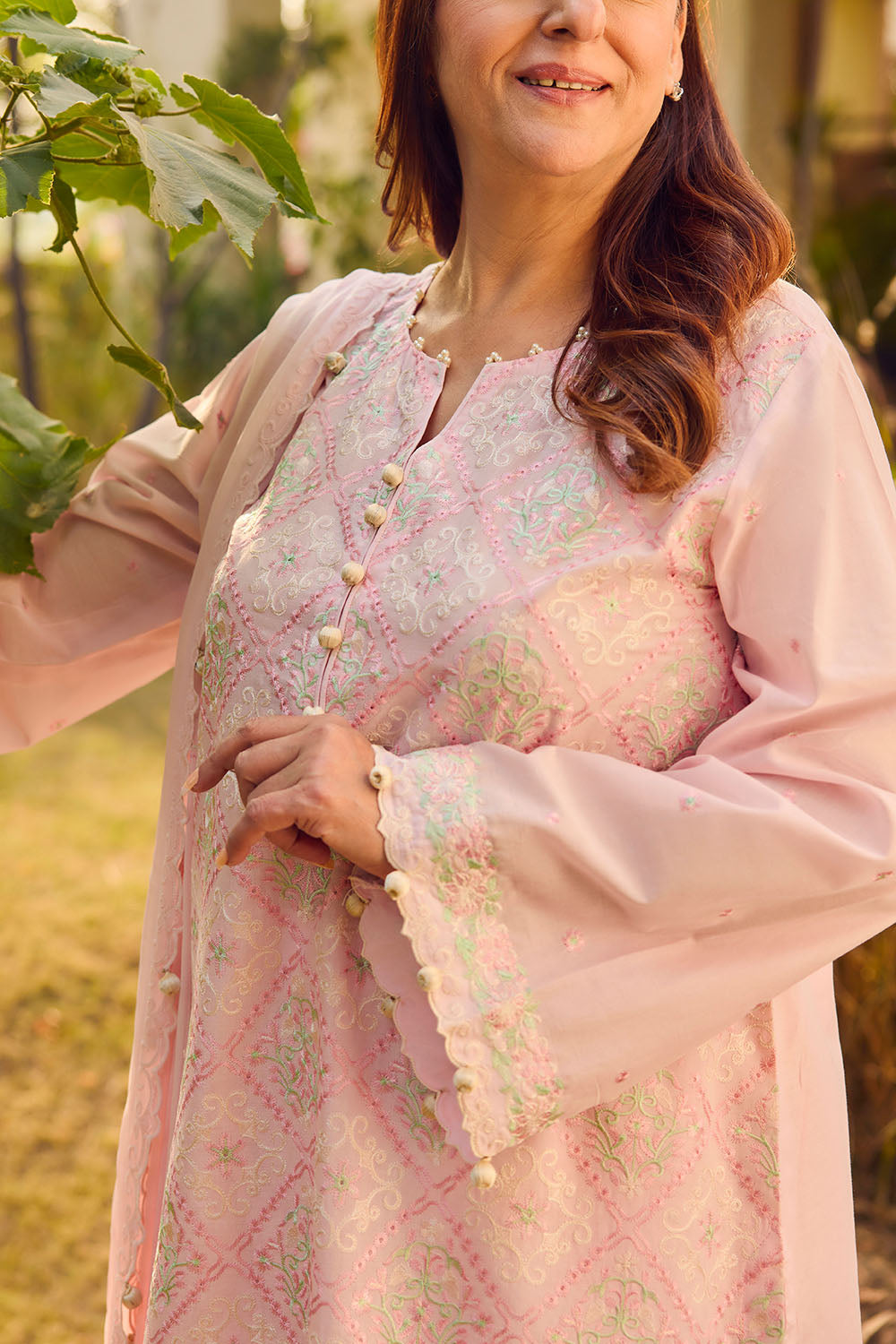 3 Piece Embroidered Lawn Suit with Embroidered Chiffon Dupatta