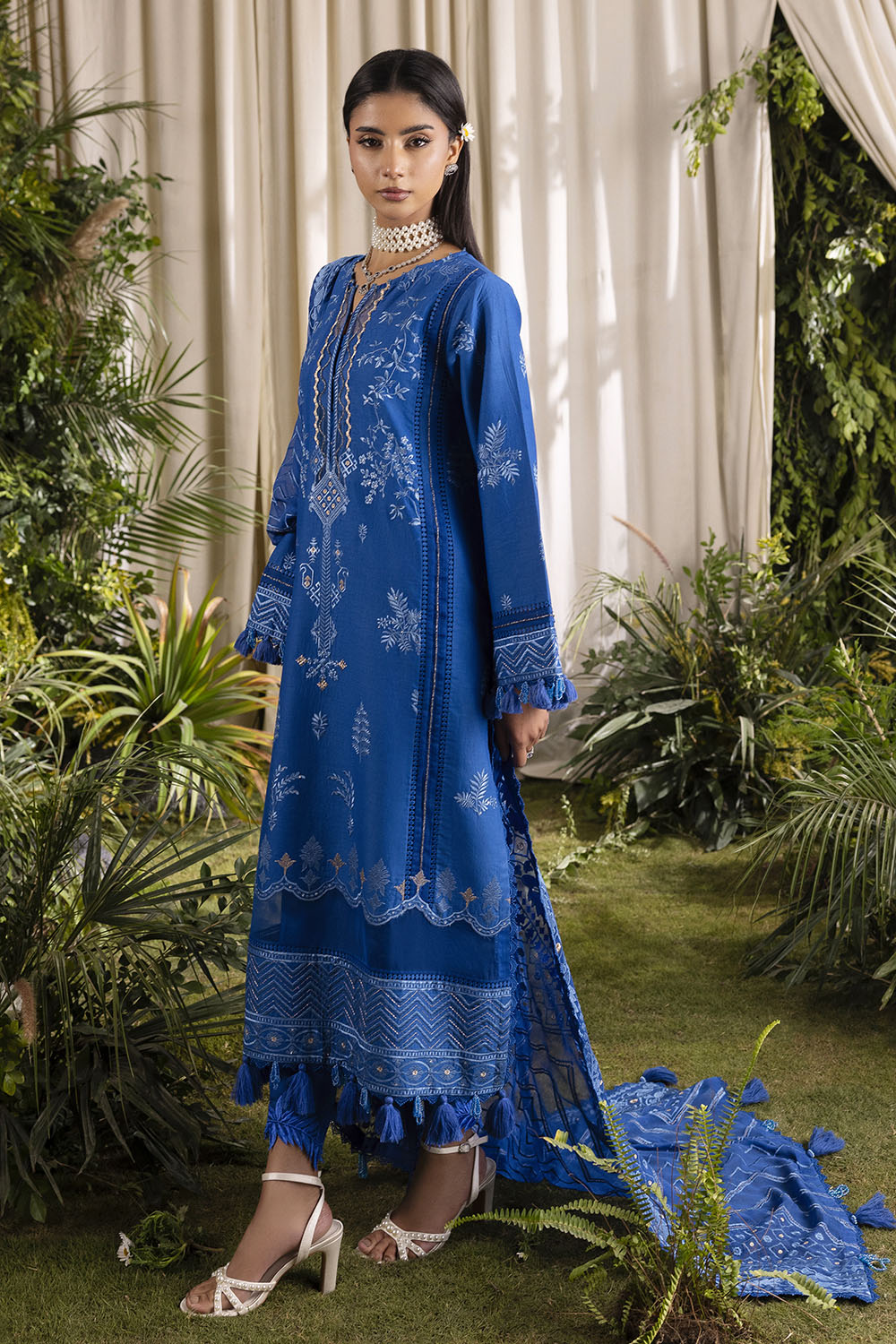 3 Piece Embroidered Lawn Suit with Embroidered Chiffon Dupatta