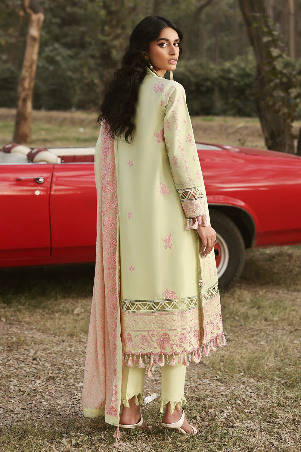 3 Piece Embroidered Lawn Suit With Embroidered Chiffon Dupatta
