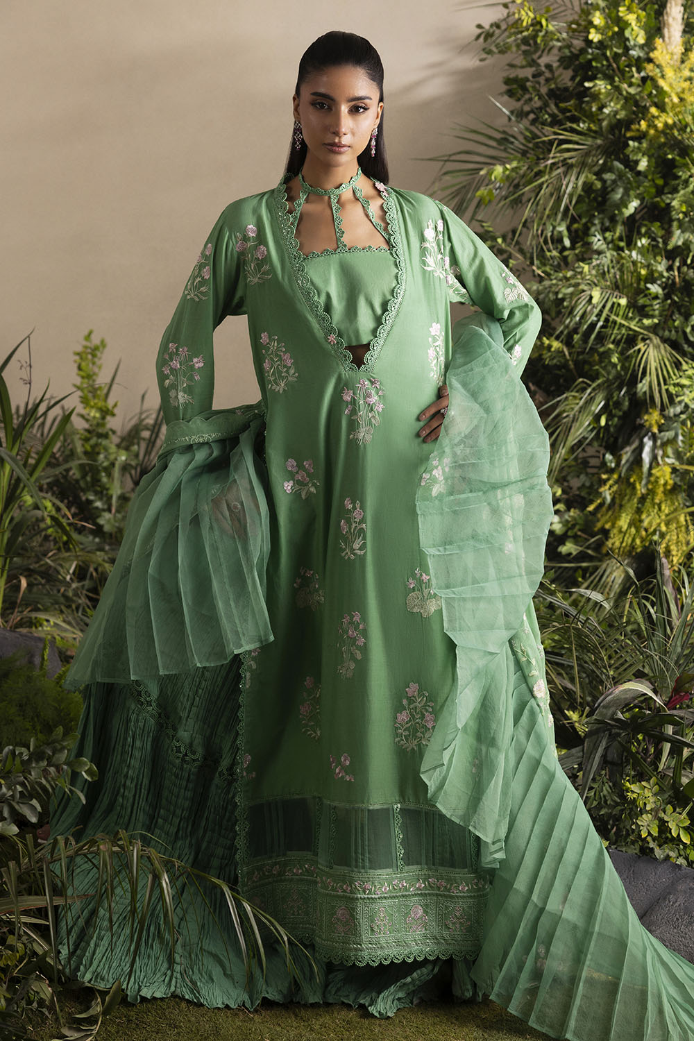 3 Piece Embroidered Lawn Suit with Embroidered Chiffon Dupatta