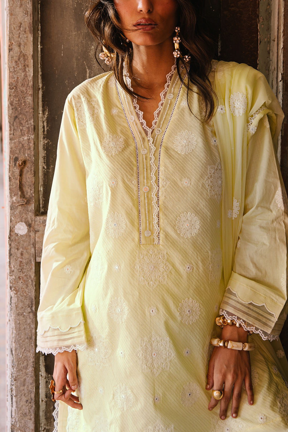 3 Piece Embroidered Cotton Lawn Suit with Embroidered Chiffon Dupatta