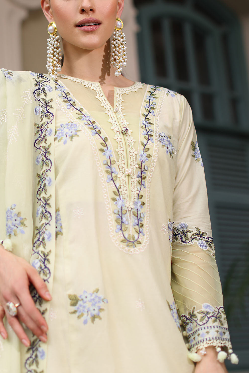 Gul Ahmed - 3 Piece Embroidered Lawn Suit with Chiffon Dupatta