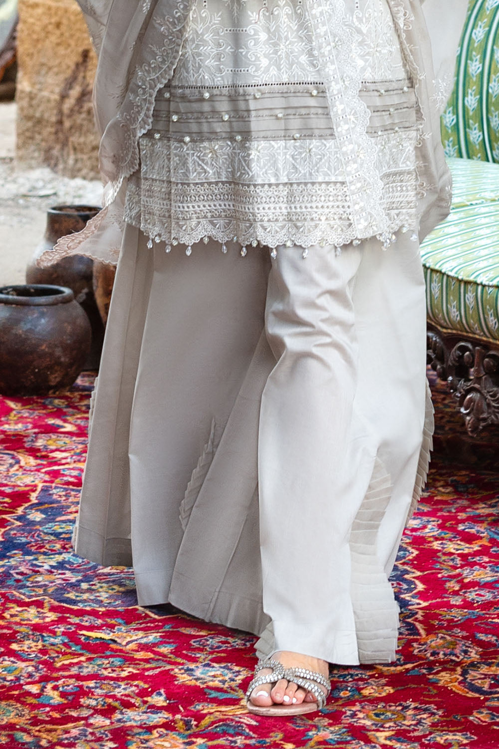 3 Piece Embroidered Lawn Suit with Borders and Chiffon Dupatta
