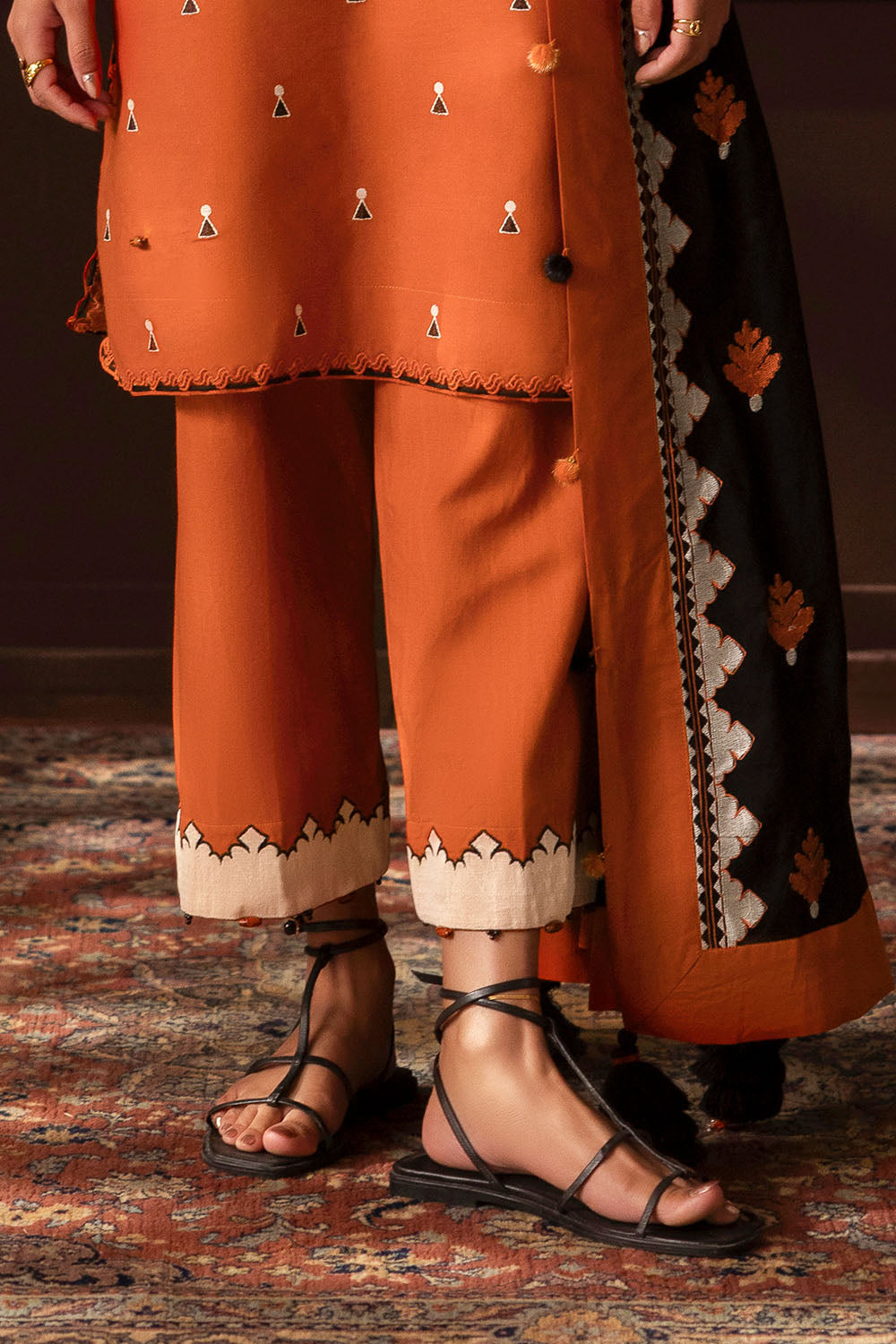 3 Piece Embroidered Cotton Net Suit