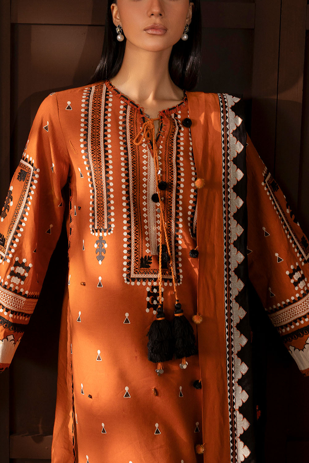 3 Piece Embroidered Cotton Net Suit