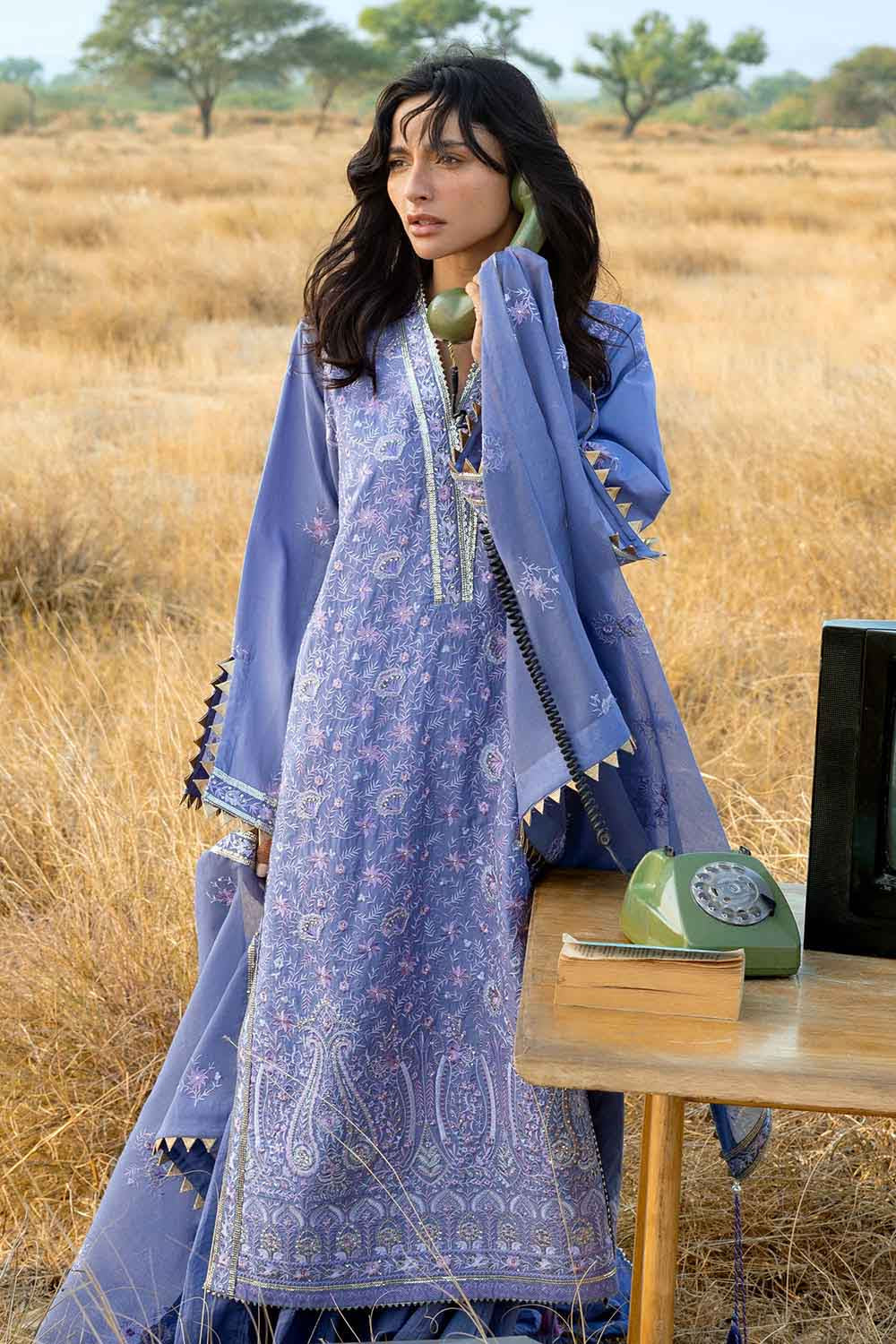 3 Piece Embroidered Lawn Suit With Embroidered Cotton Net Dupatta