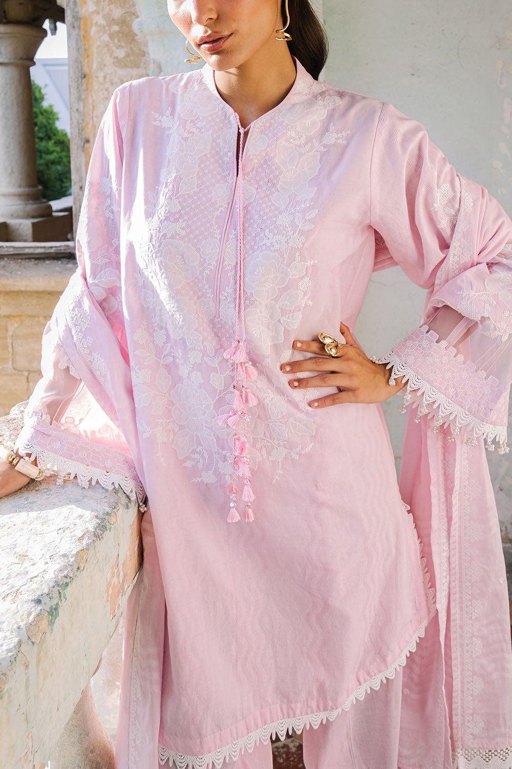 3 Piece Embroidered Jacquard Suit with Embroidered Jacquard Dupatta