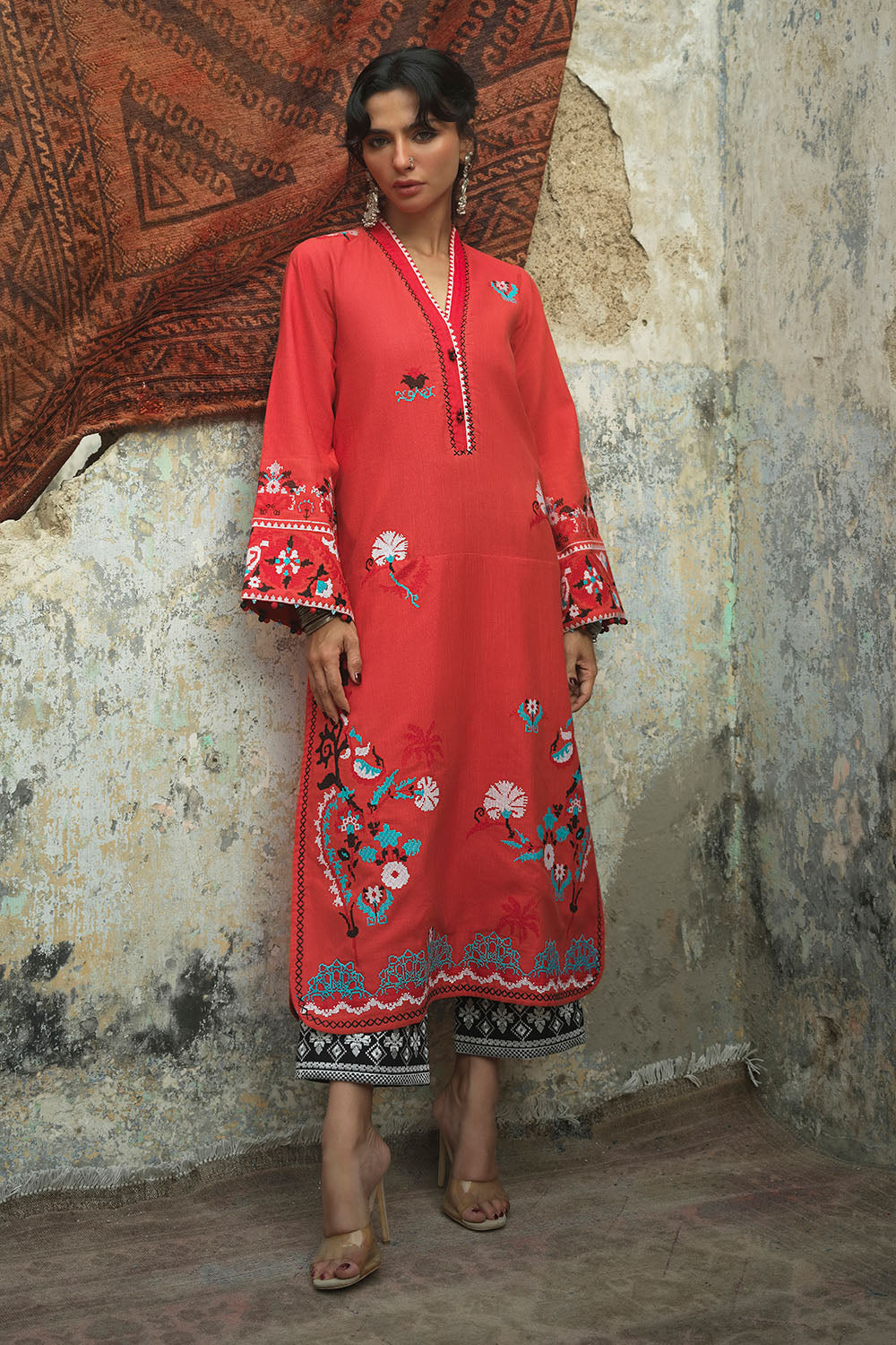 2 Piece Embroidered Khaddar Suit