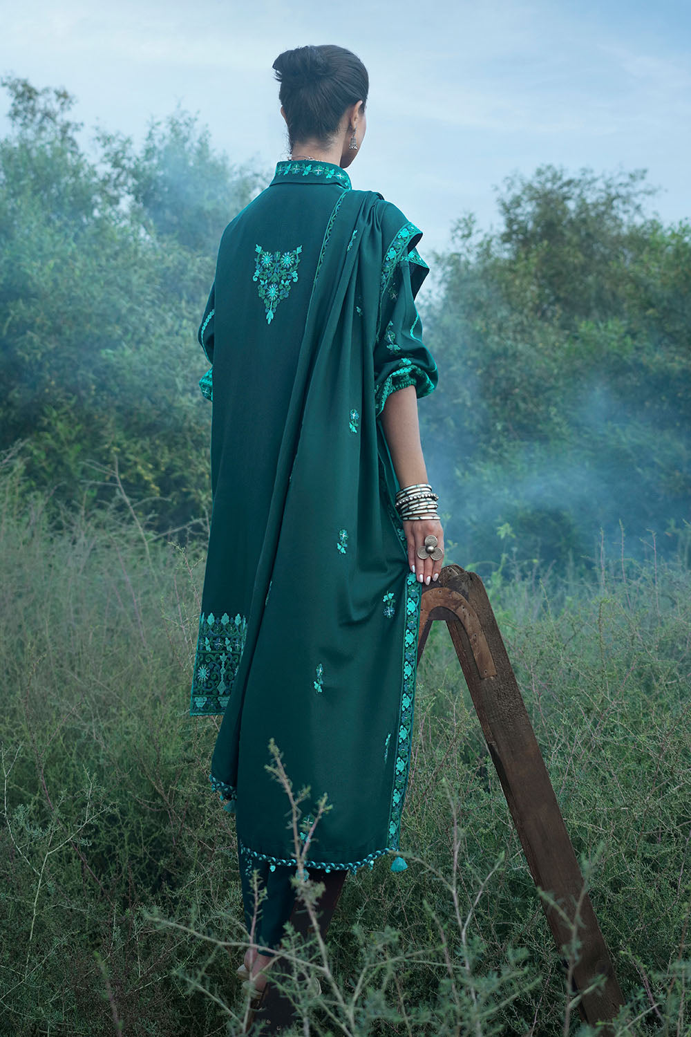 3 Piece Embroidered Pashmina Suit with Embroidered Pashmina Dupatta