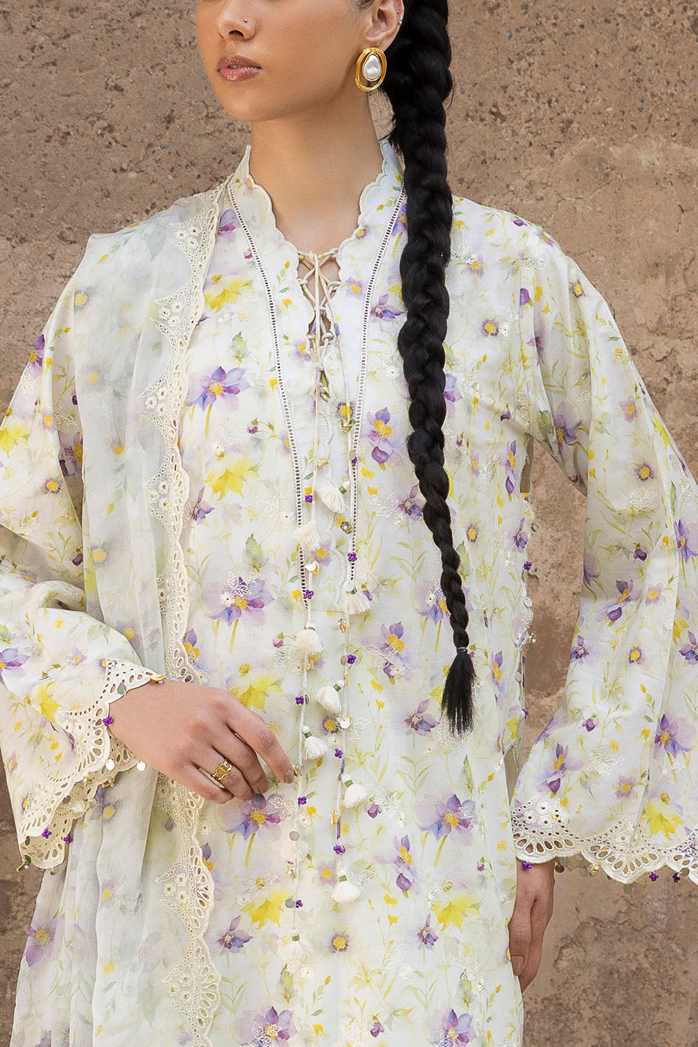 3 Piece Embroidered Printed Lawn Suit with Embroidered Printed Chiffon Dupatta
