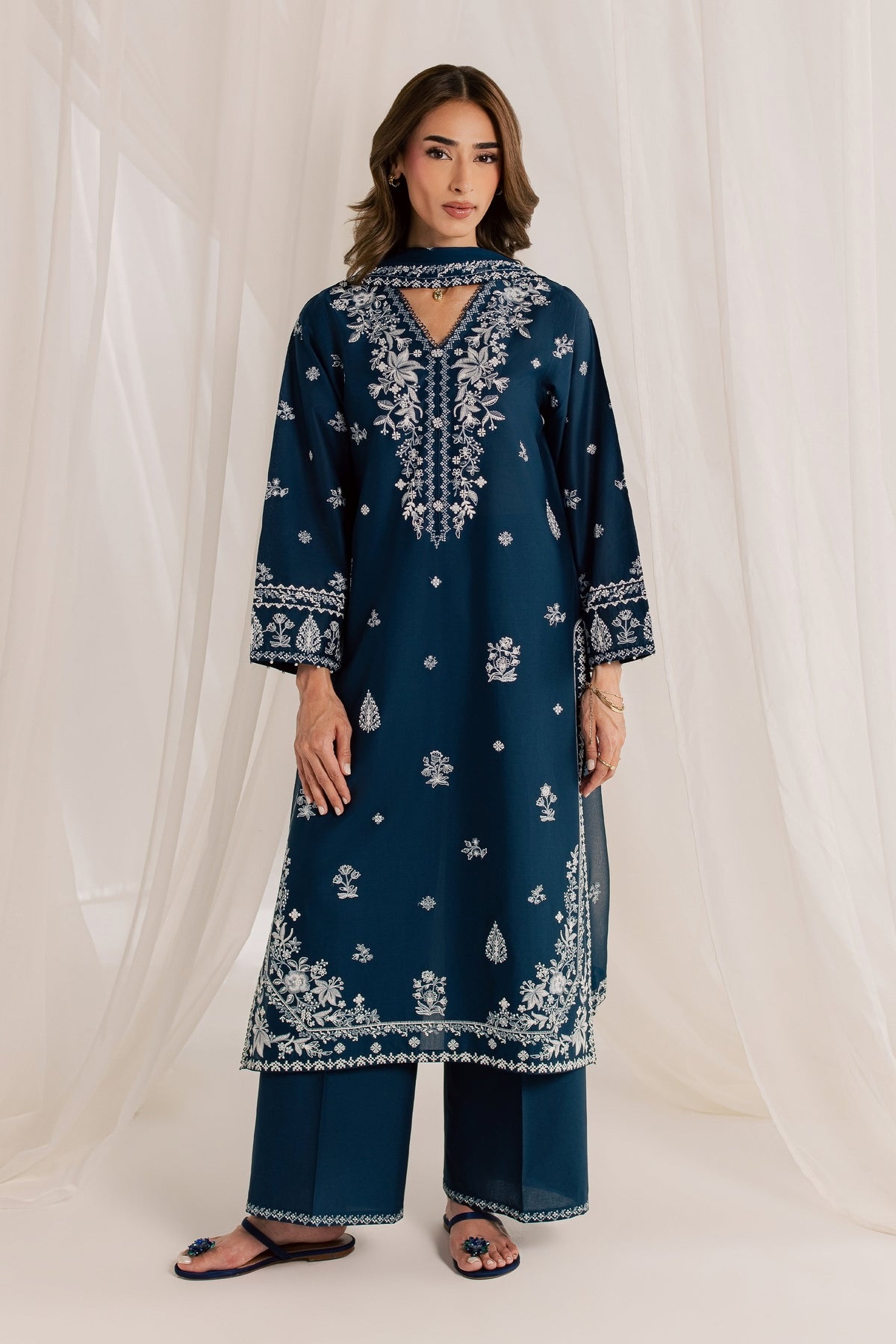 Esaam 3Pc - Embroidered Lawn Dress