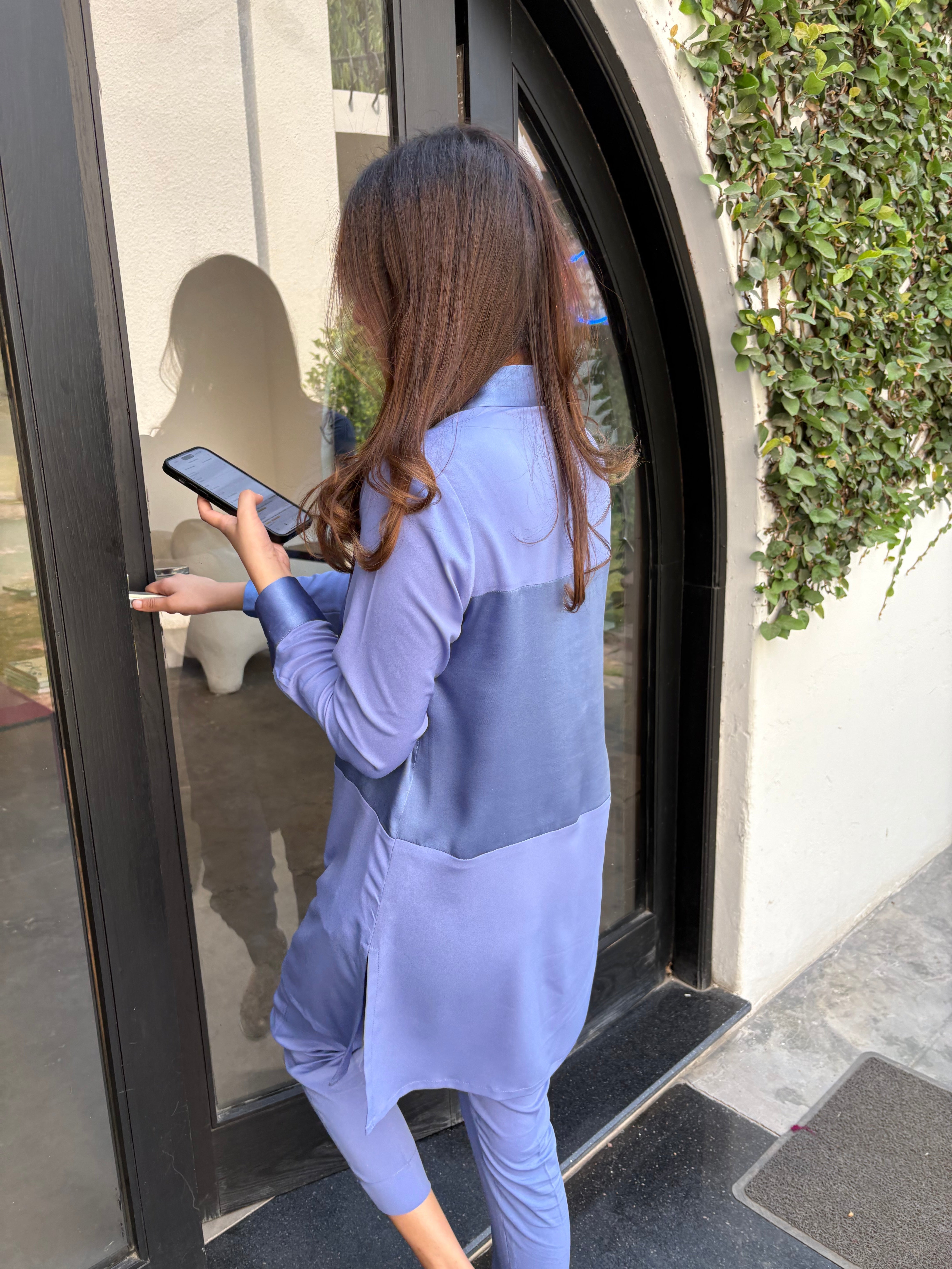 Indigo Satin Slip Set