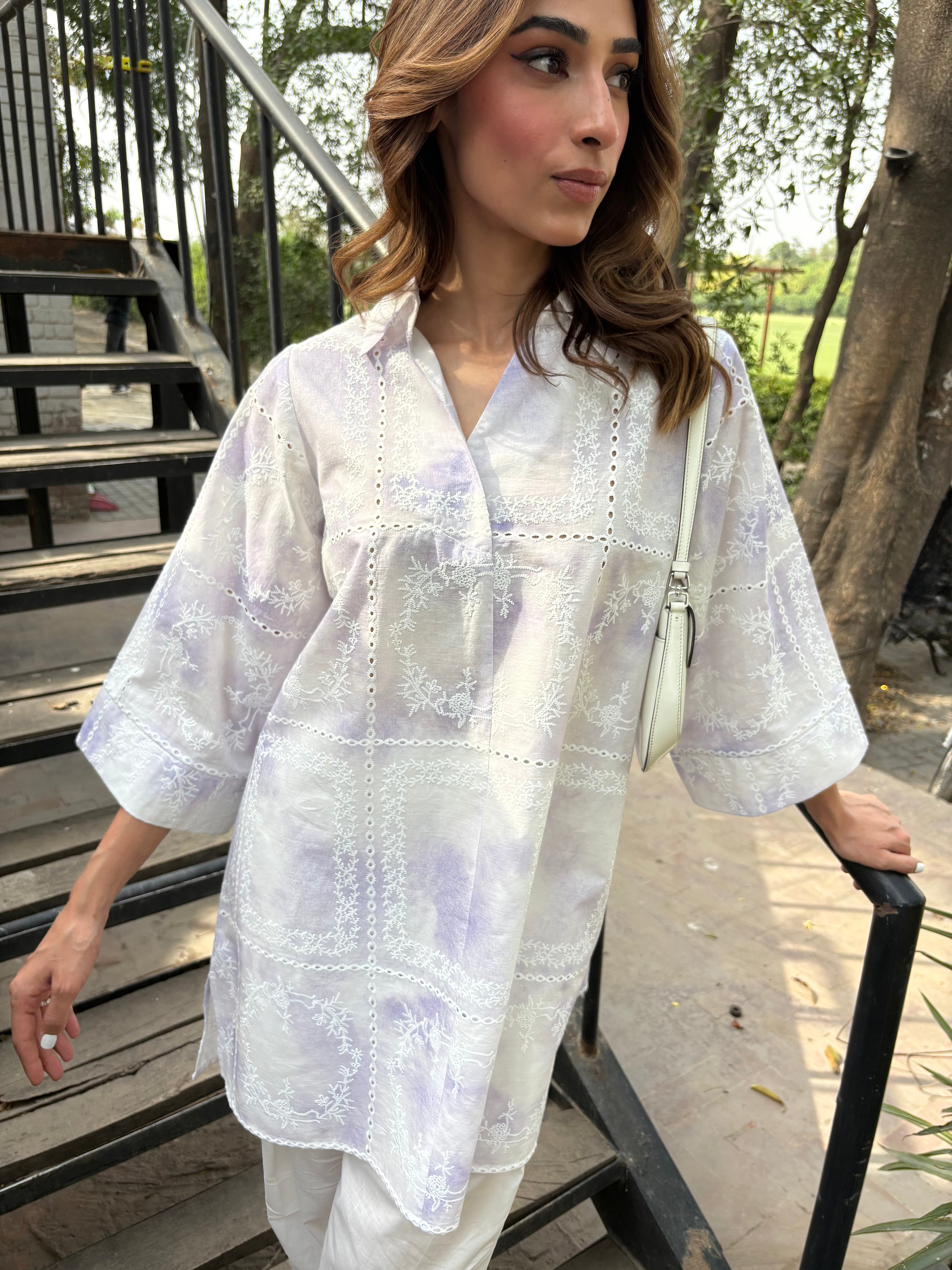 Purple Tie & Dye Chikankari Toby