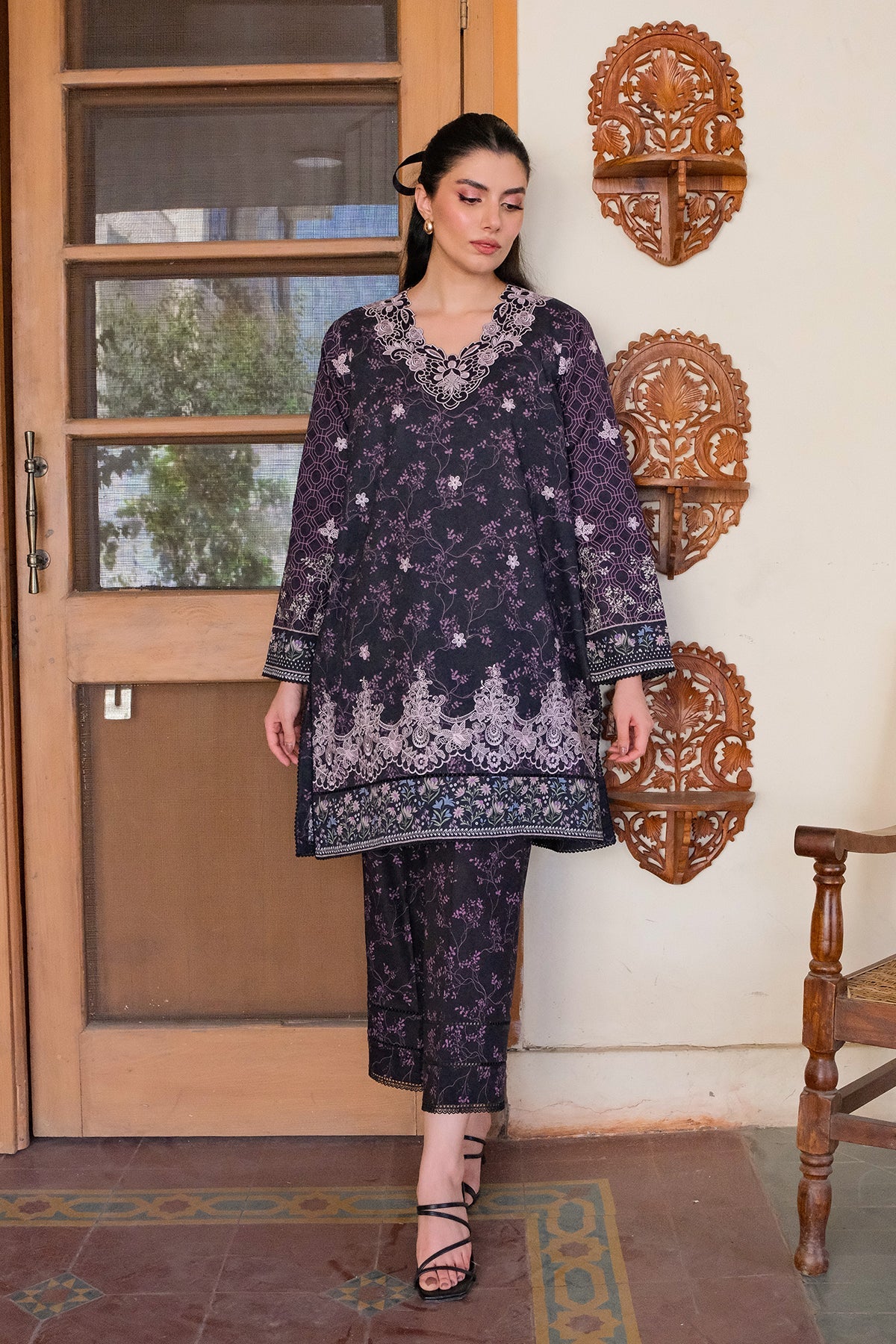 Embroidered Lawn Fabric (2Pcs)