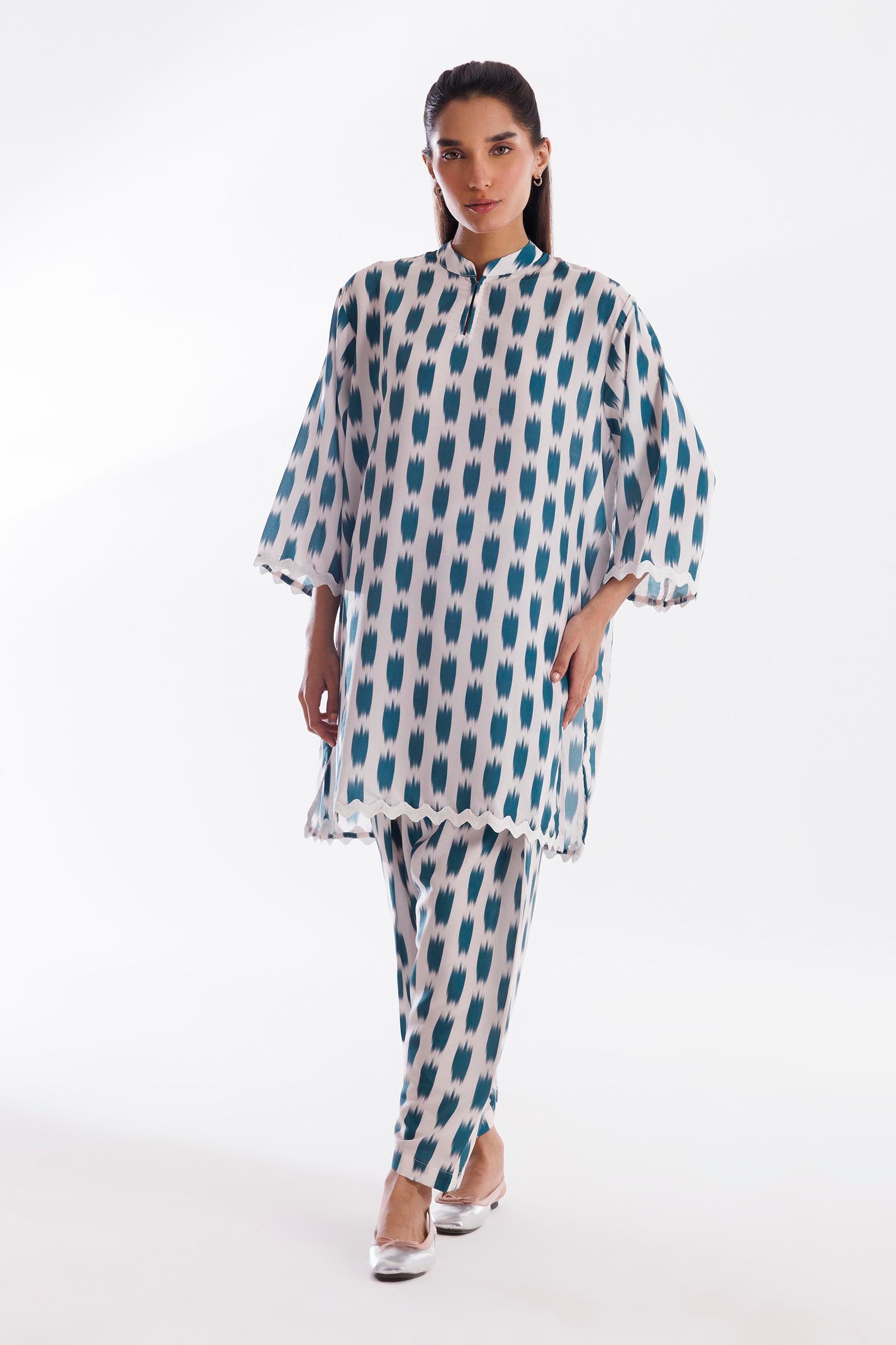 Stitched Printed Lawn Shirt + Culotte