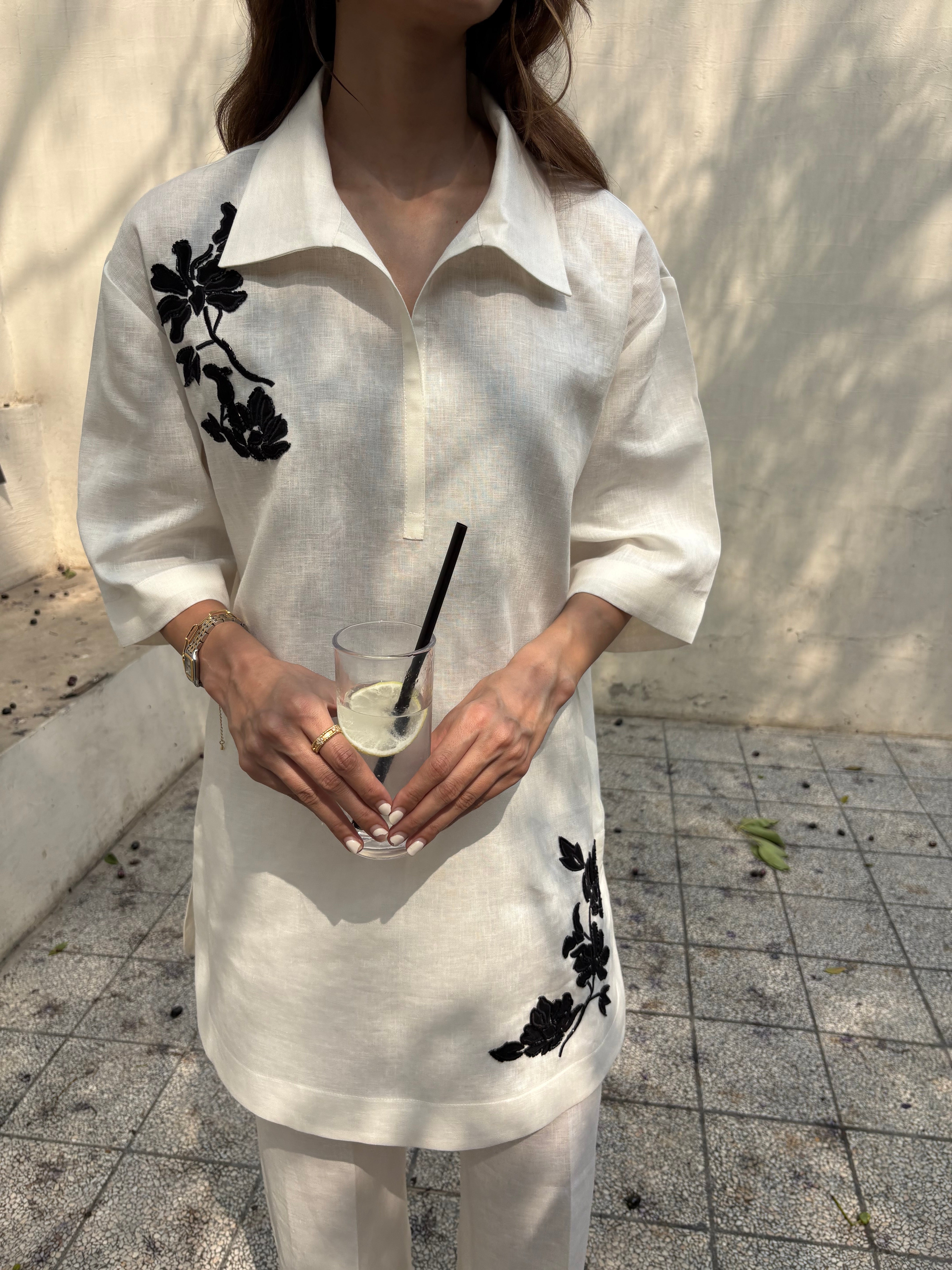 Coco White Linen Set