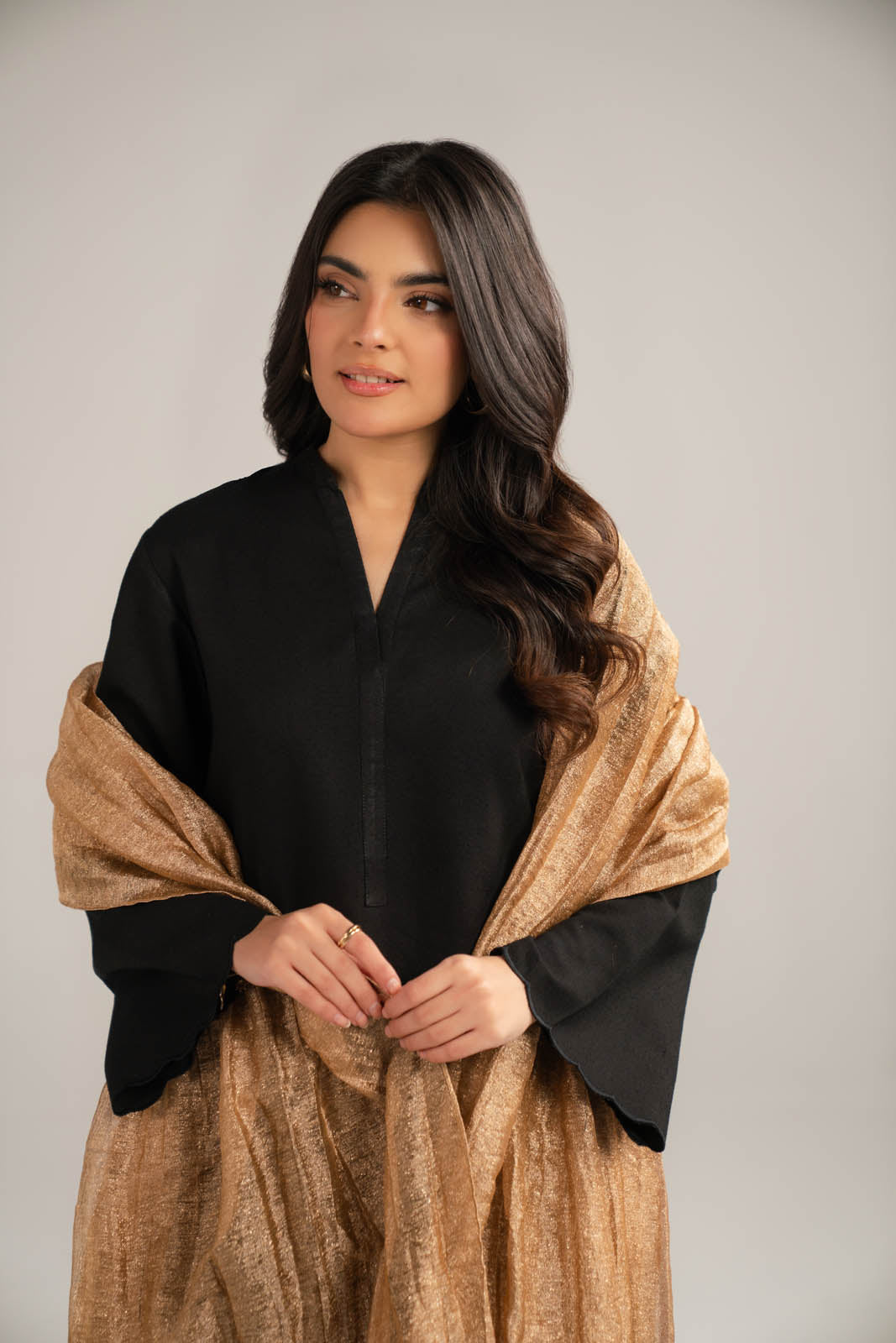 1 Piece Tissue Zari Solid Dupattas/Stoles (FD0078)