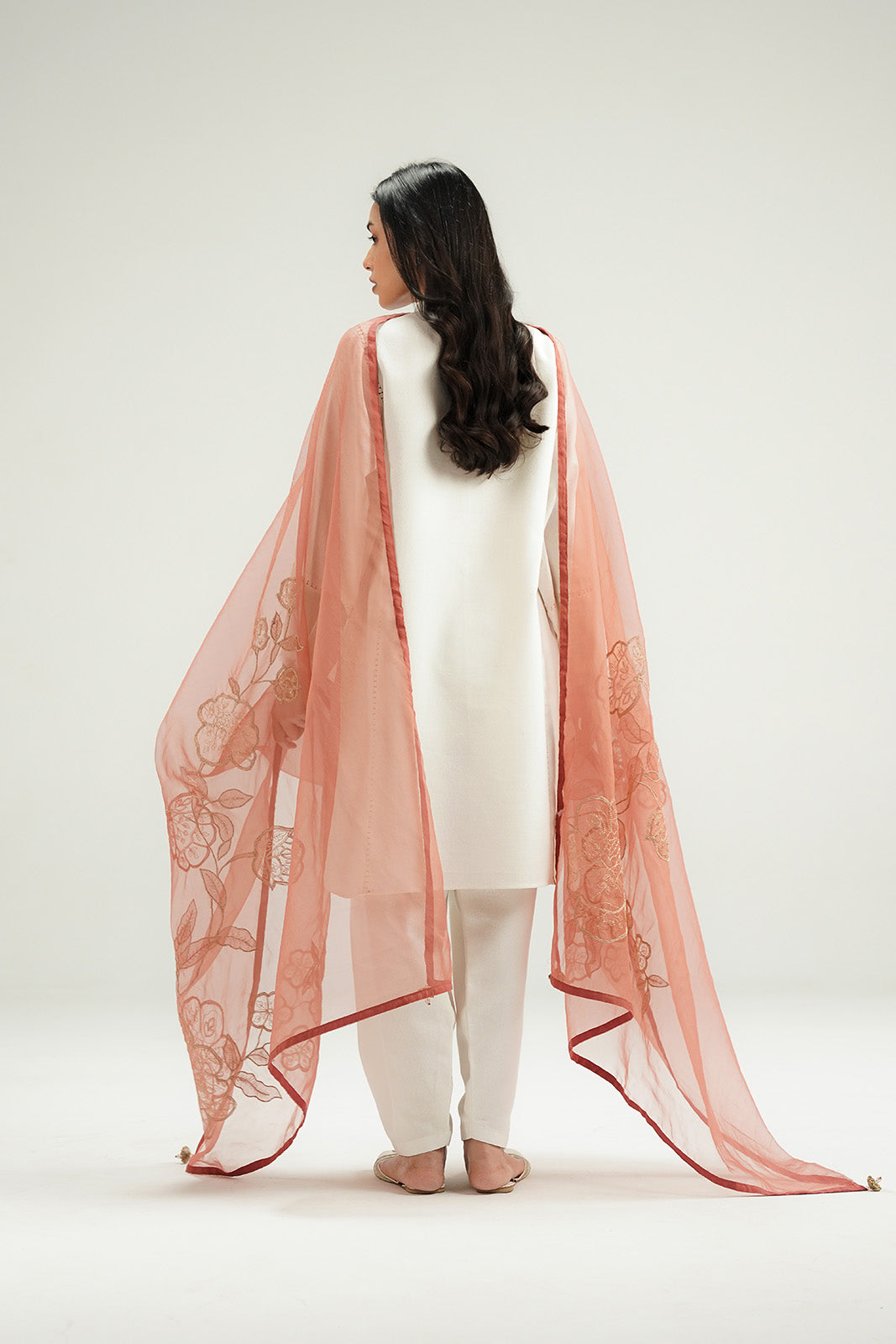 1 Piece Organza Embroidered Dupatta (FD0109)
