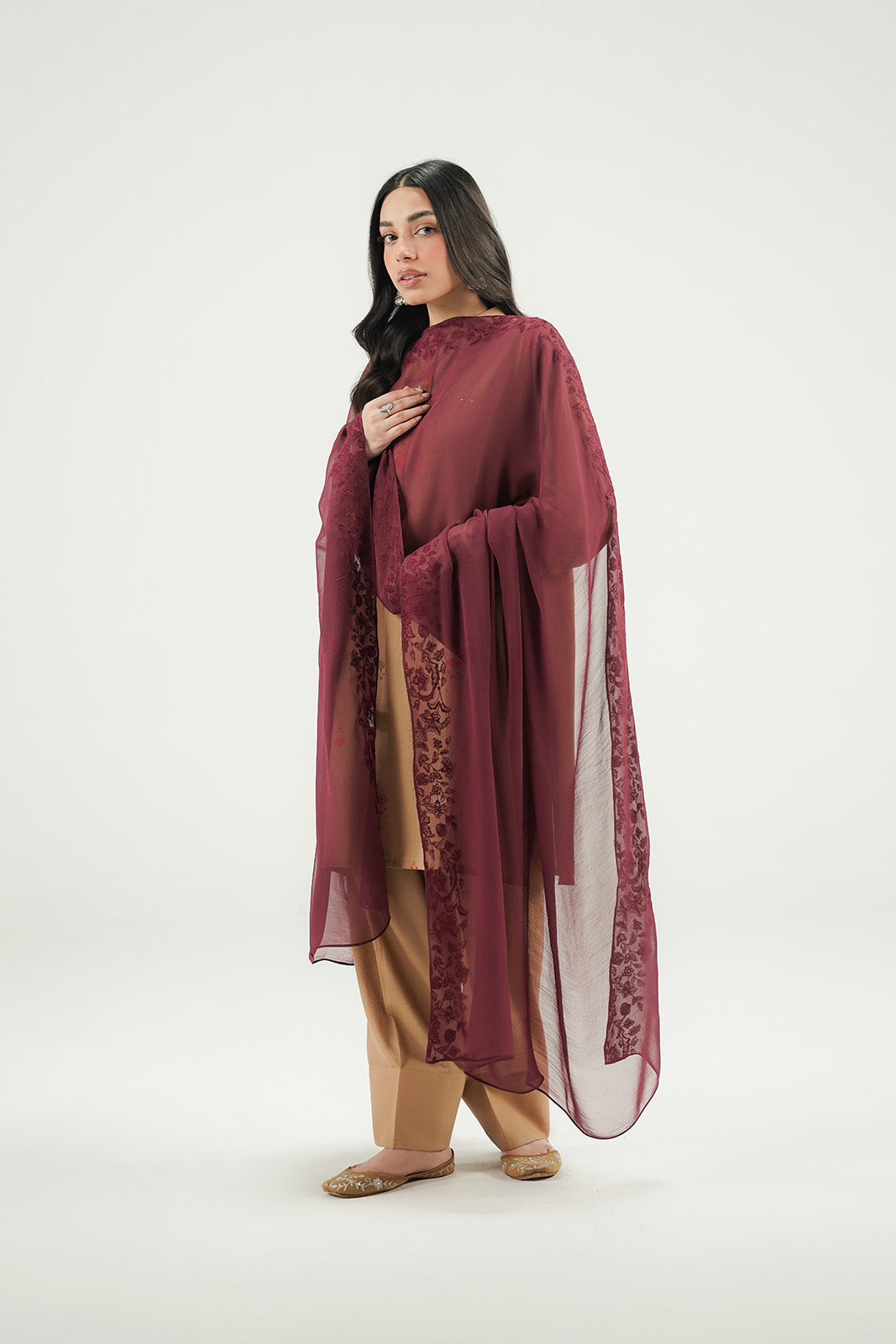 1 Piece Chiffon Embroidered Dupatta (FD0145)