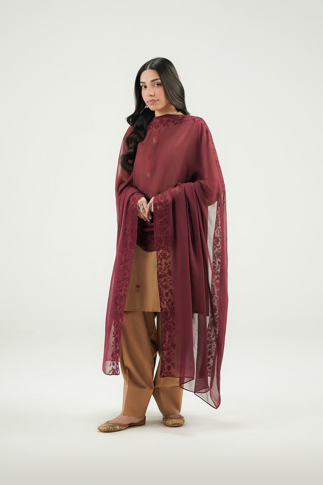 1 Piece Chiffon Embroidered Dupatta (FD0145)
