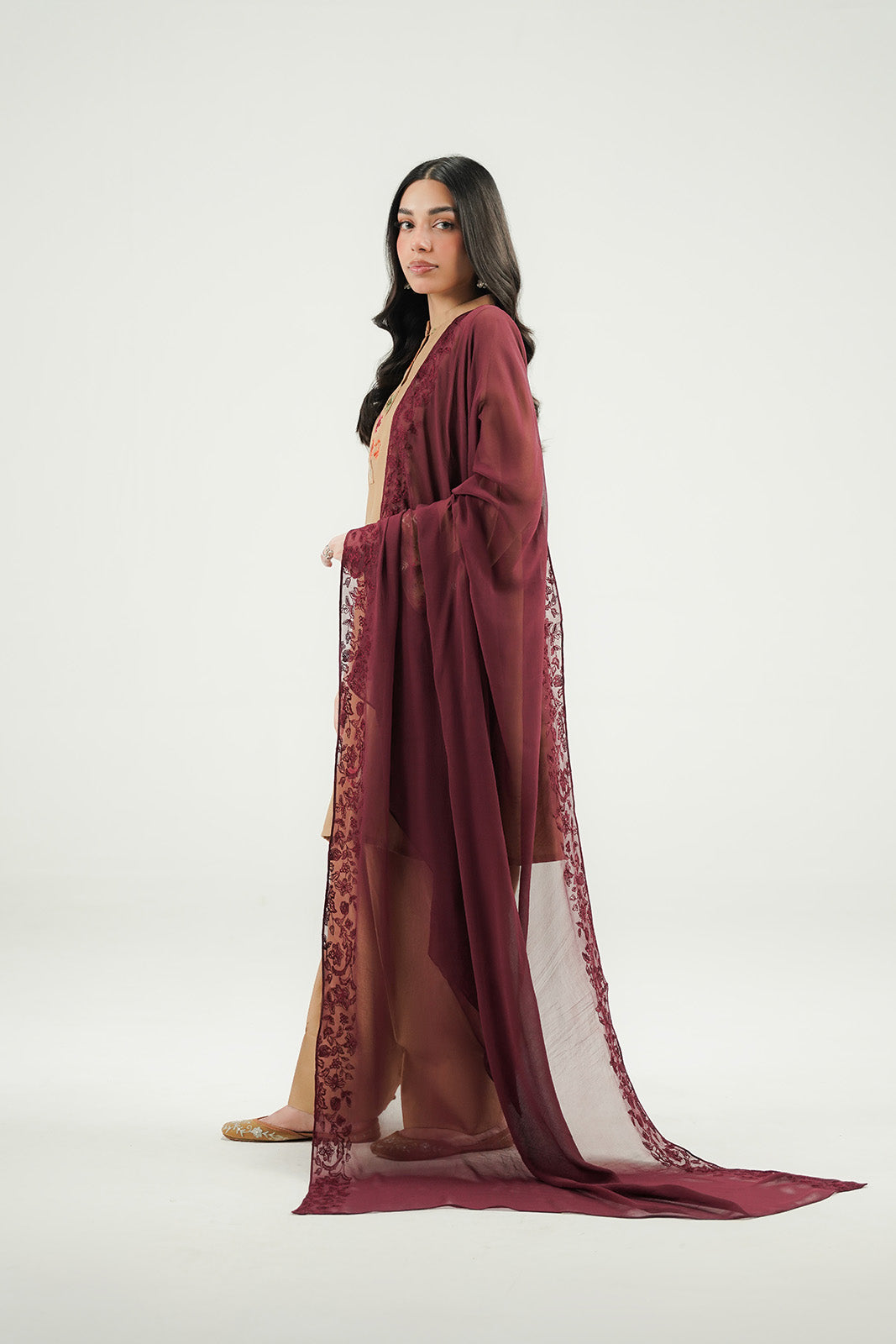 1 Piece Chiffon Embroidered Dupatta (FD0145)