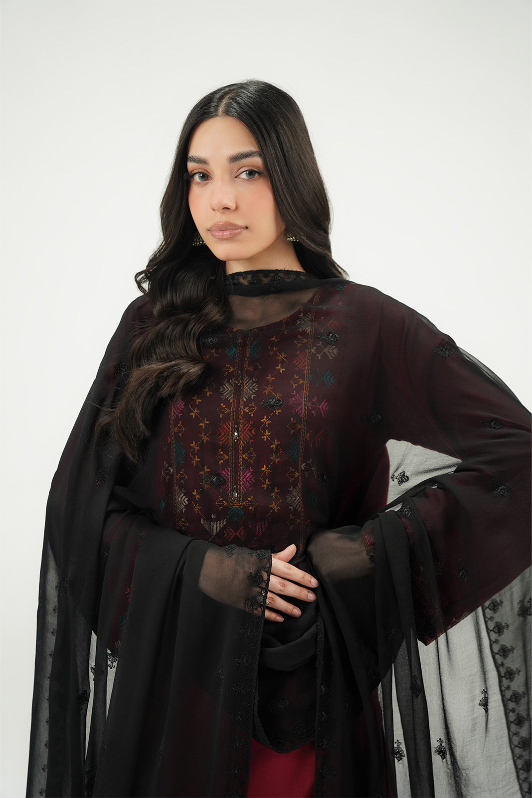 1 Piece Chiffon Embroidered Dupatta (FD0154)
