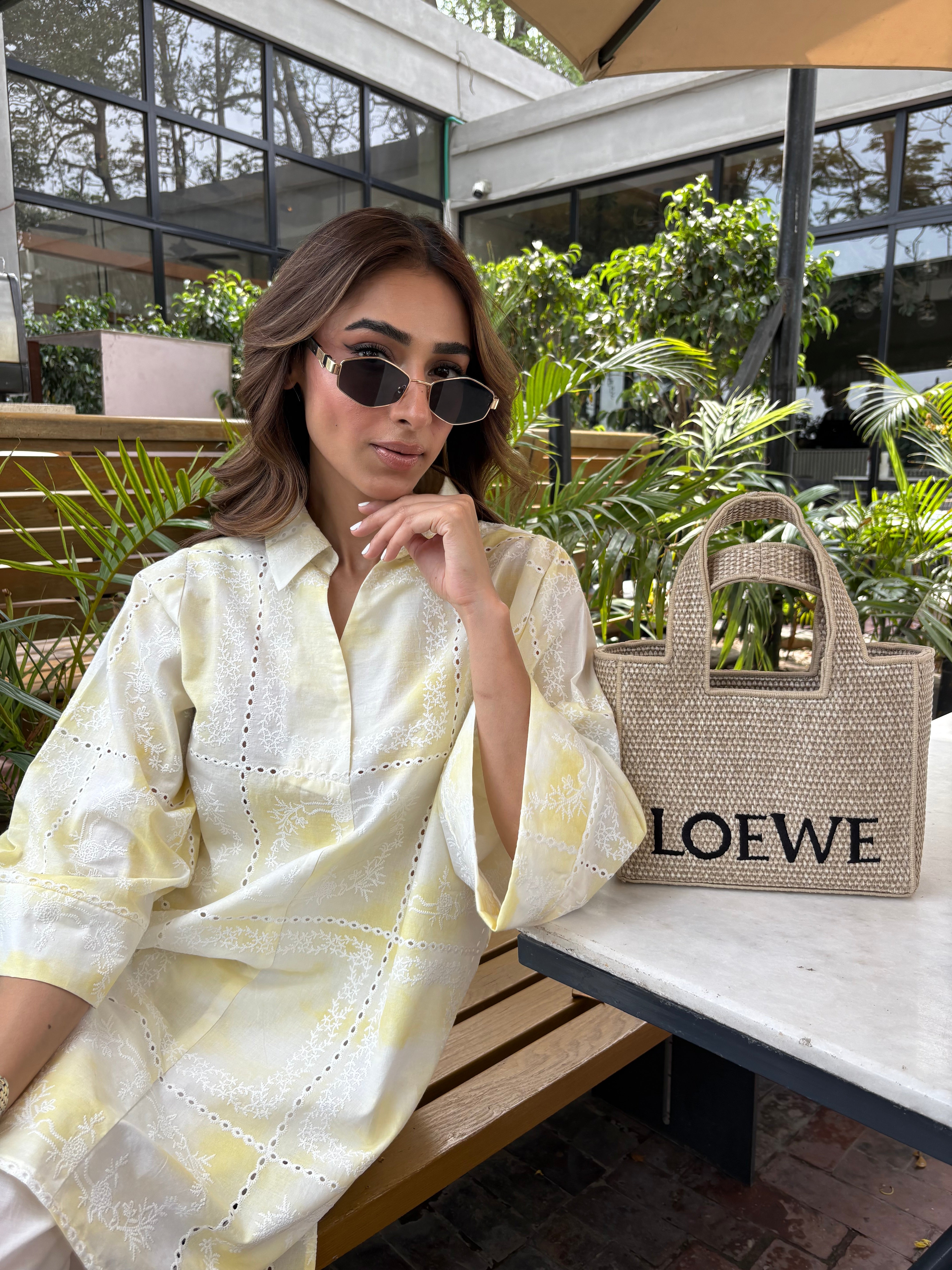 Yellow Tie & Dye Chikankari Toby