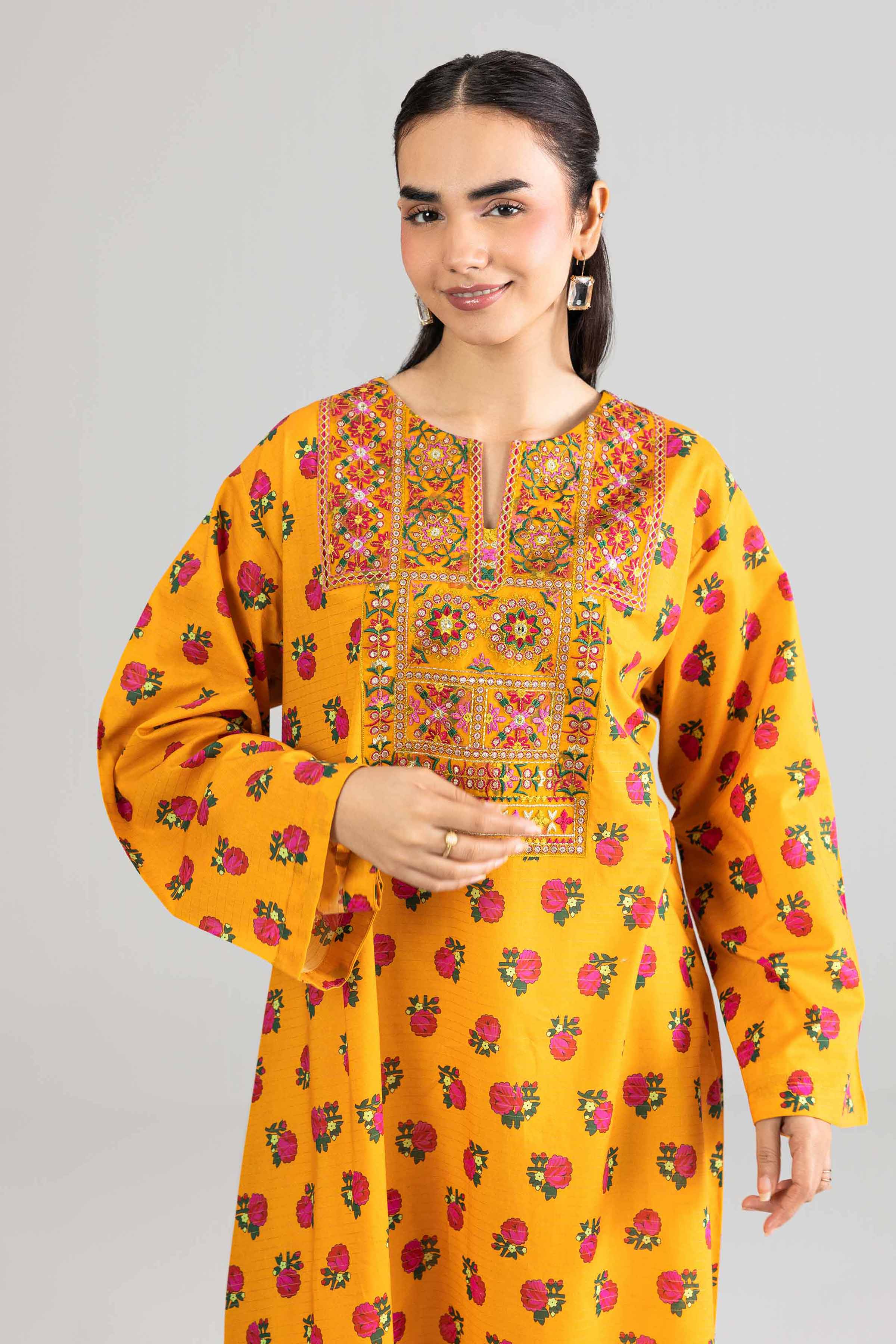 Printed Embroidered Dress - Fe26-50