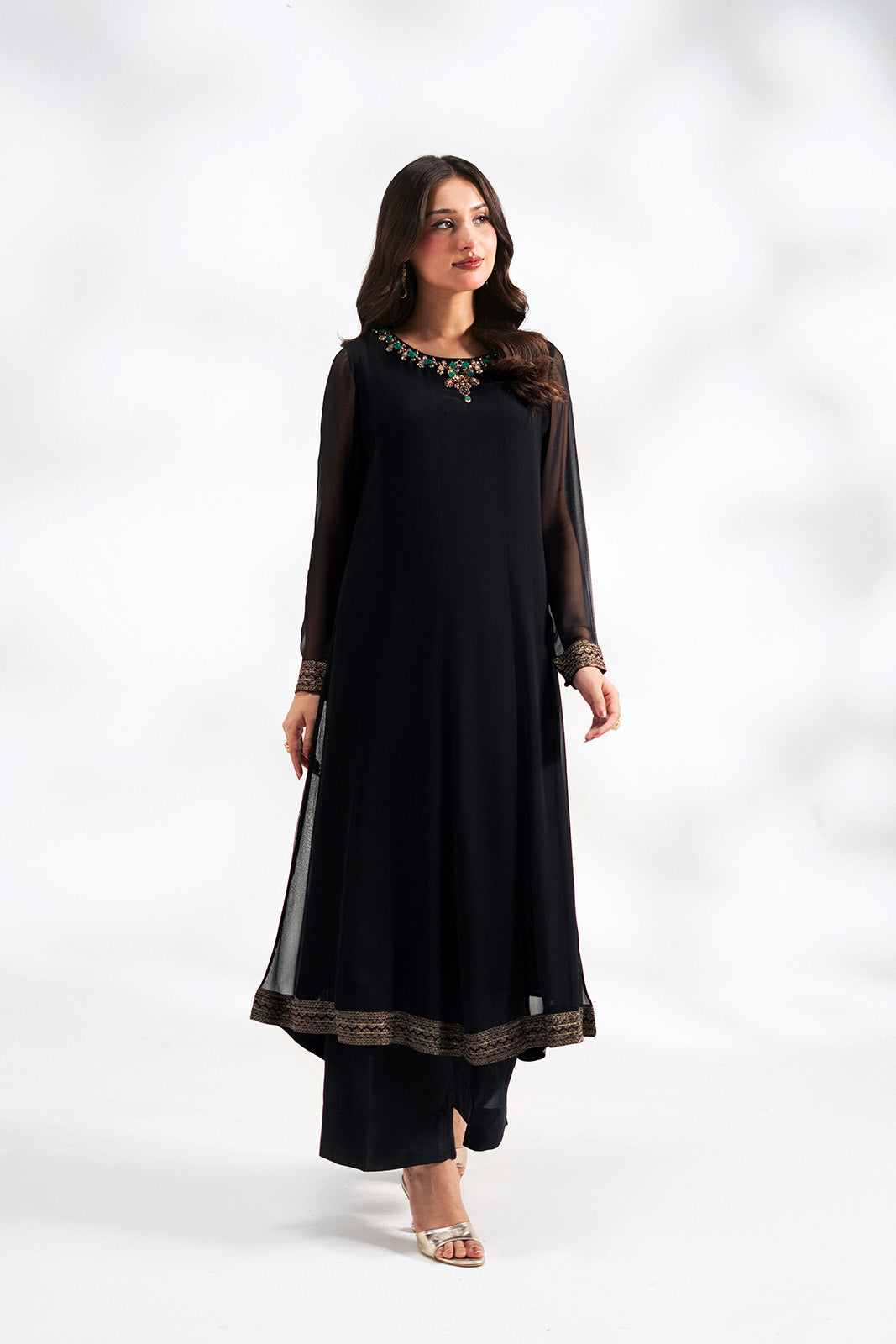 1 Piece Chiffon Embroidered Shirt (FL0130)