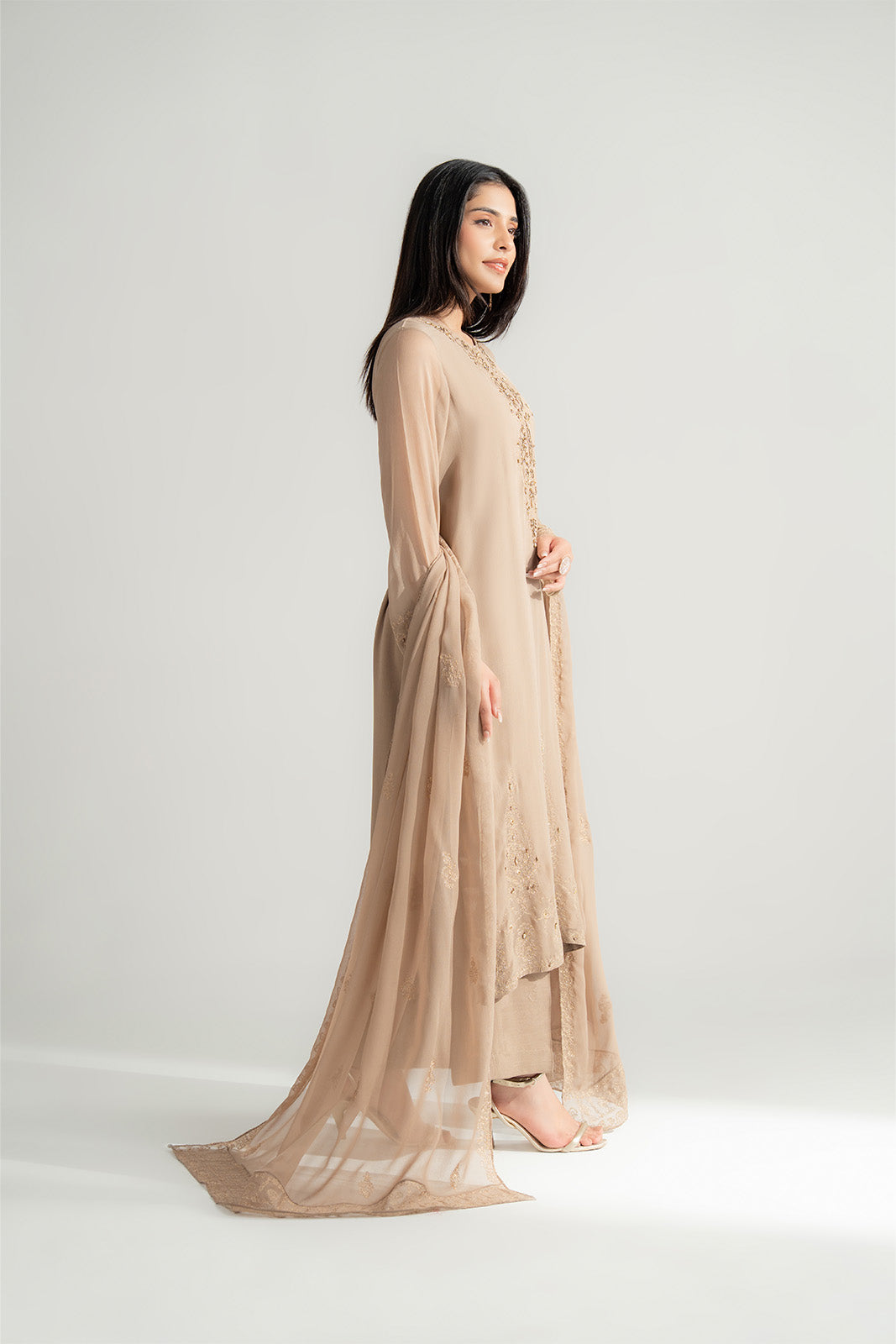 3 Piece Chiffon Embroidered Suit (FL0168)