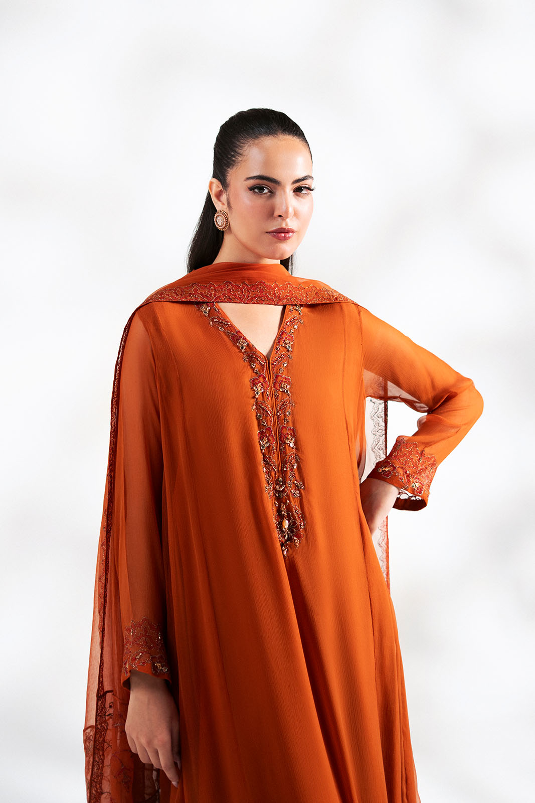 3 Piece Chiffon Embroidered Suit (FL0248)