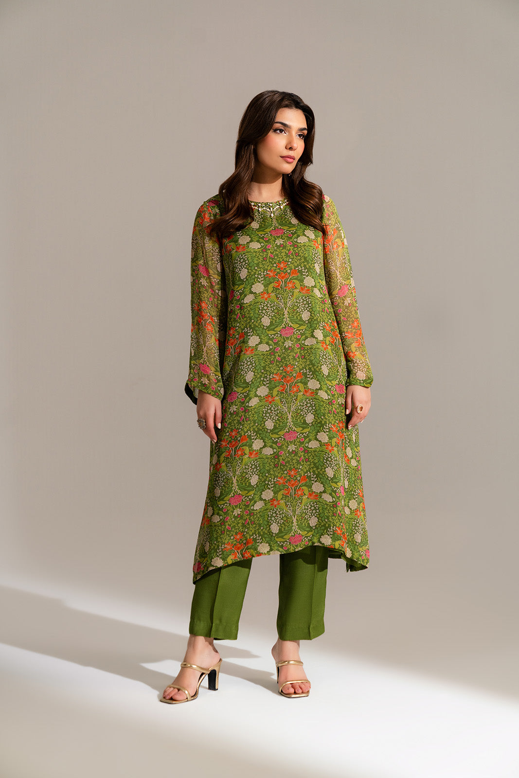 2 Piece Chiffon Printed Suit (FS0119)