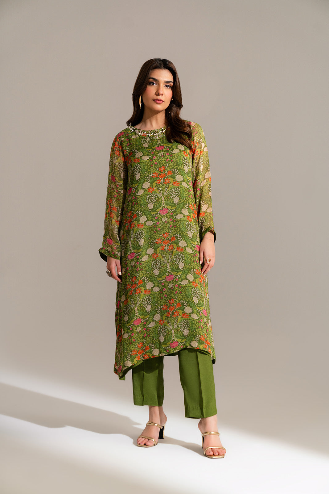2 Piece Chiffon Printed Suit (FS0119)