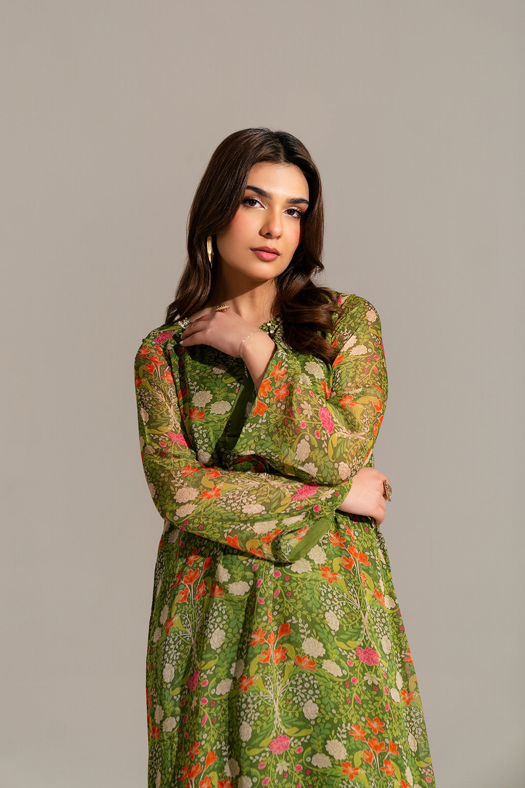 2 Piece Chiffon Printed Suit (FS0119)