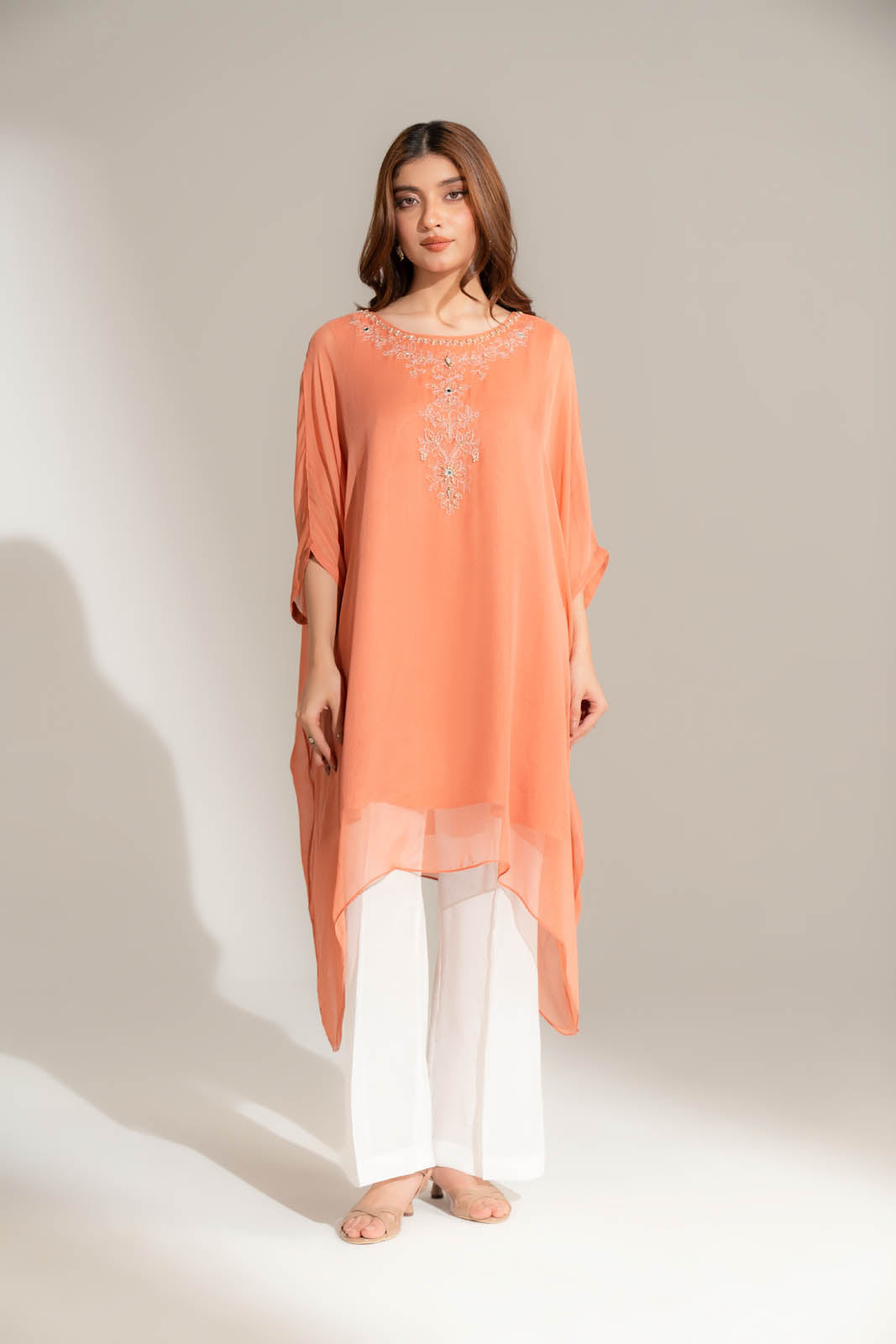 1 Piece Chiffon Embroidered Kaftan (FS0138)