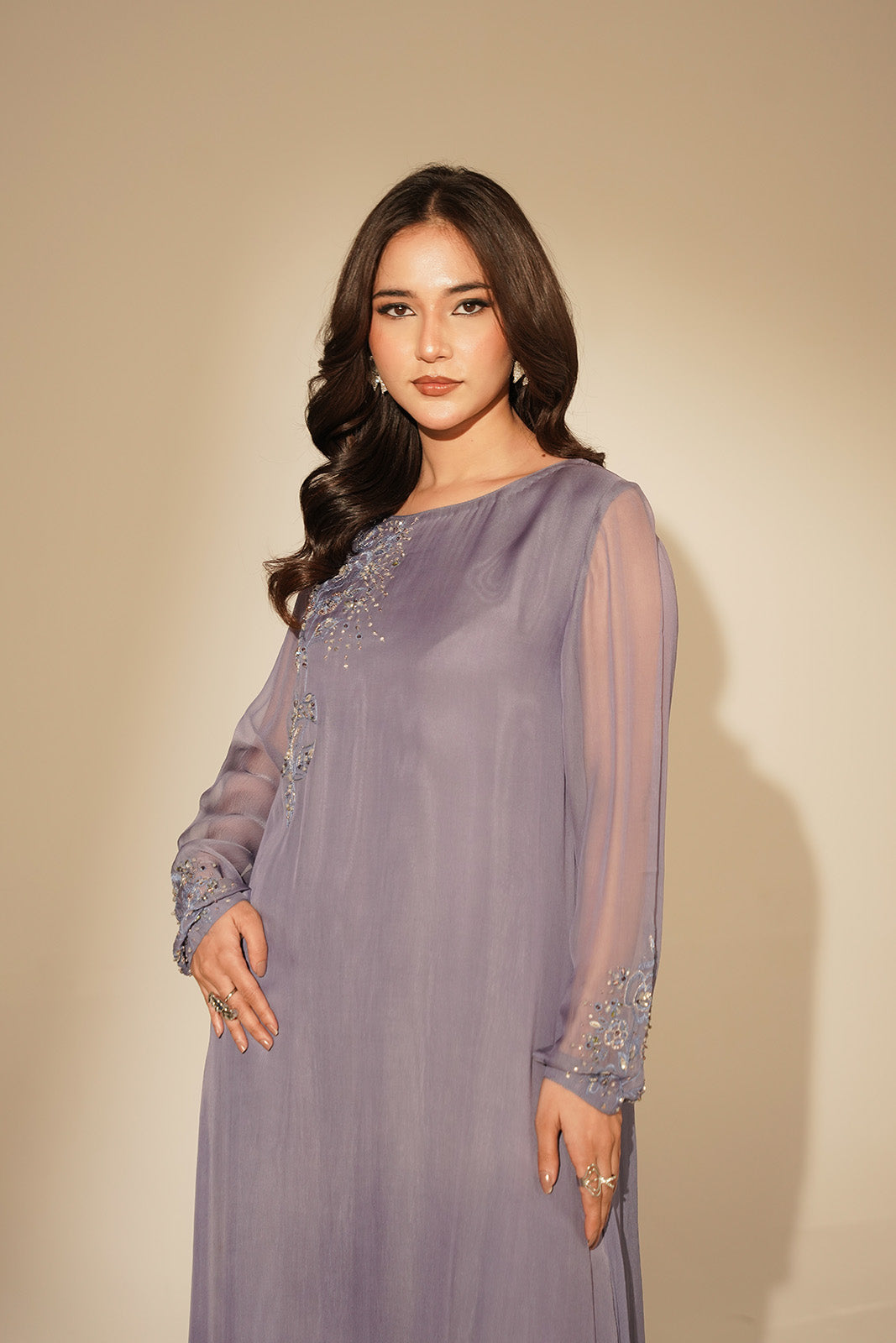 1 Piece Chiffon Embroidered Dress (FS0139)