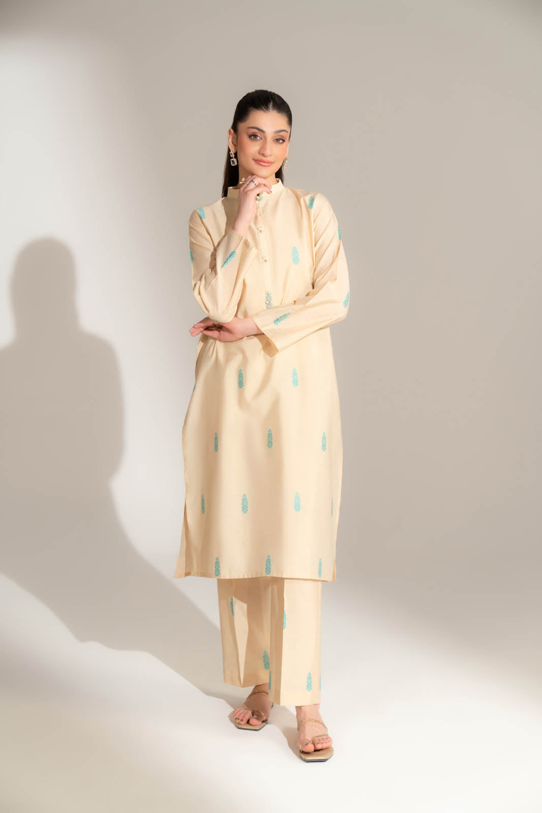 2 Piece Cotton Silk Solid Suit (FS0144)