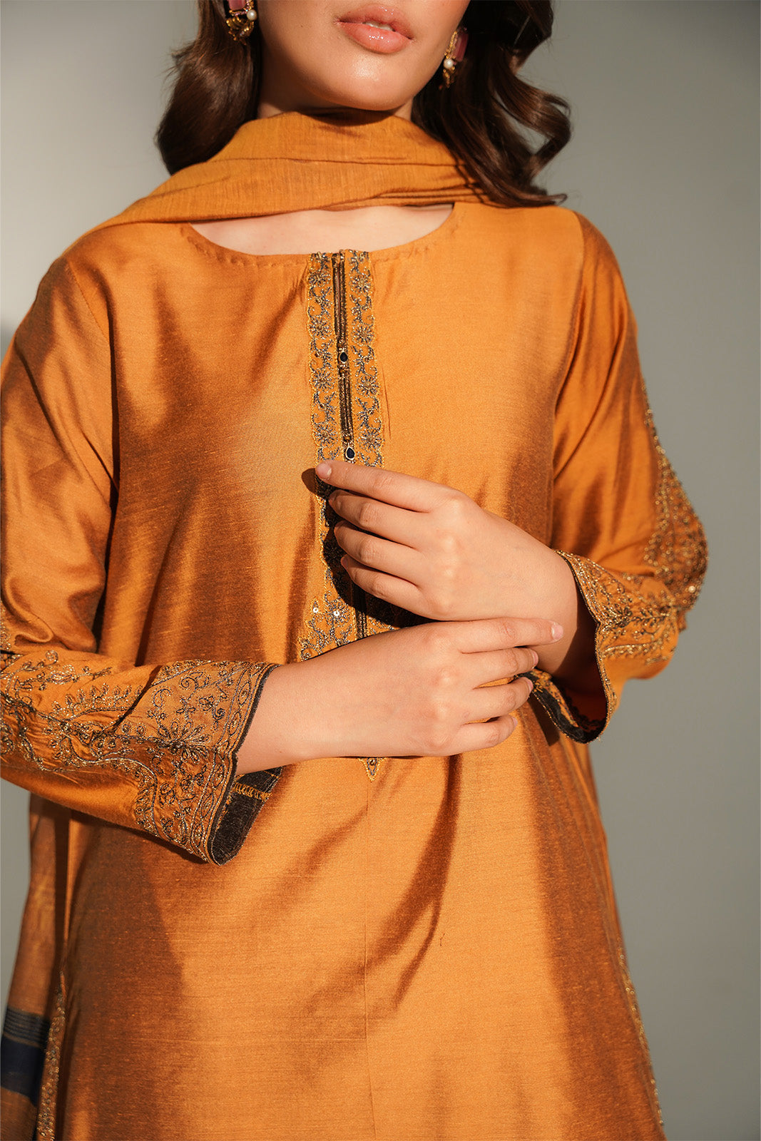 3 Piece Cotton Silk Embroidered Suit (FS0147)